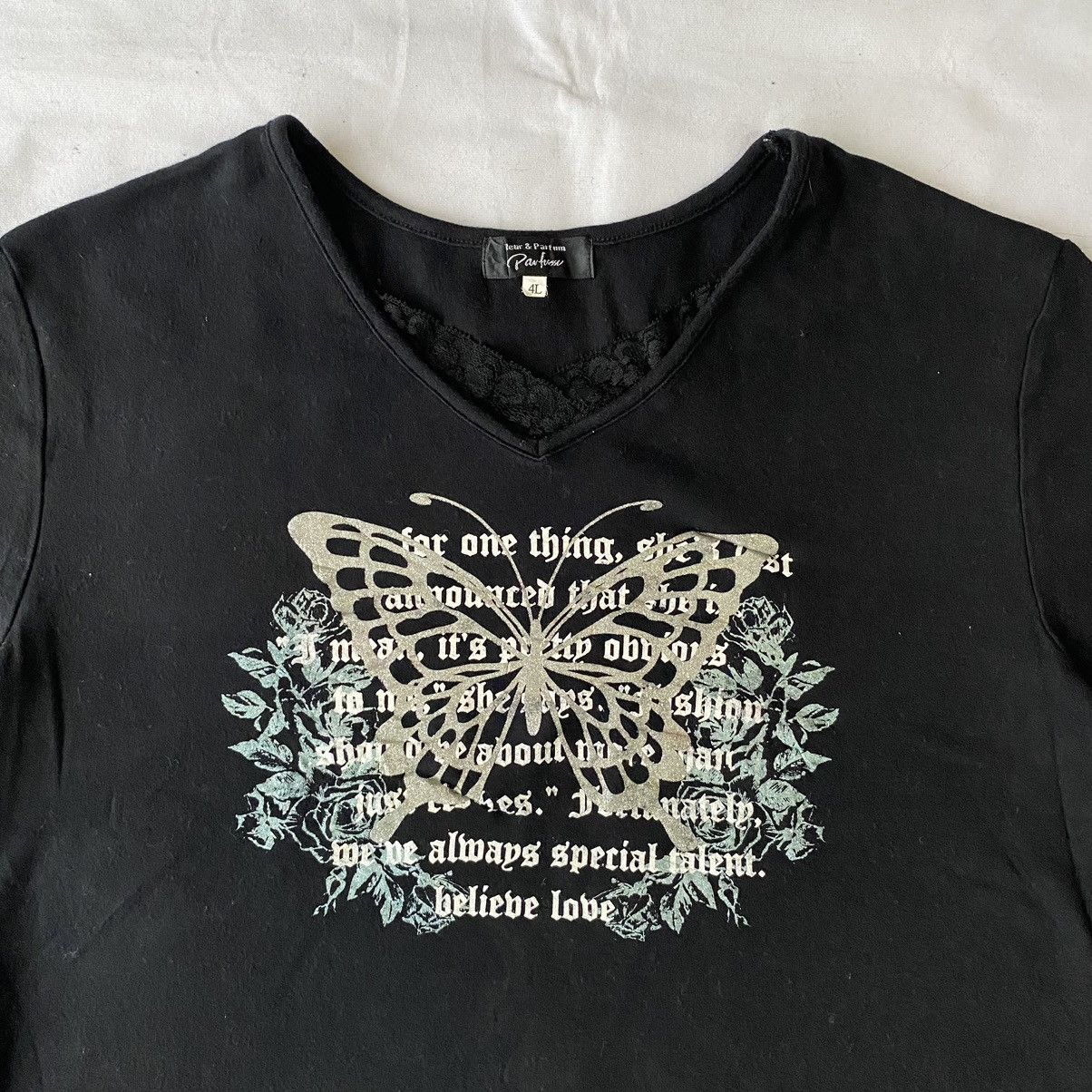 Japanese Brand Y2K Style Bloom Butterfly Poem Boxy Crop Tees Size L / US 10 / IT 46 - 5 Thumbnail