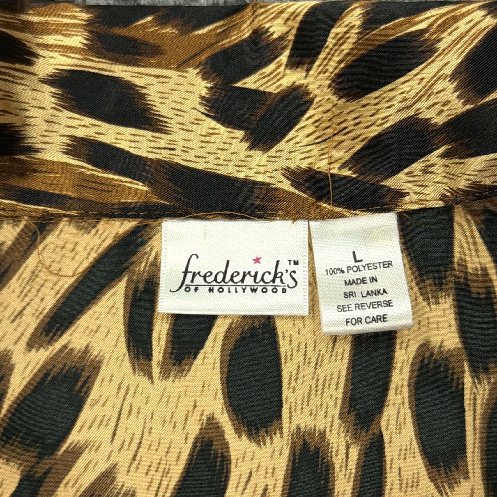 Vintage Frederick's of Hollywood Shirt Womens Large Brown Animal Print Button Up Size L / US 10 / IT 46 - 3 Thumbnail