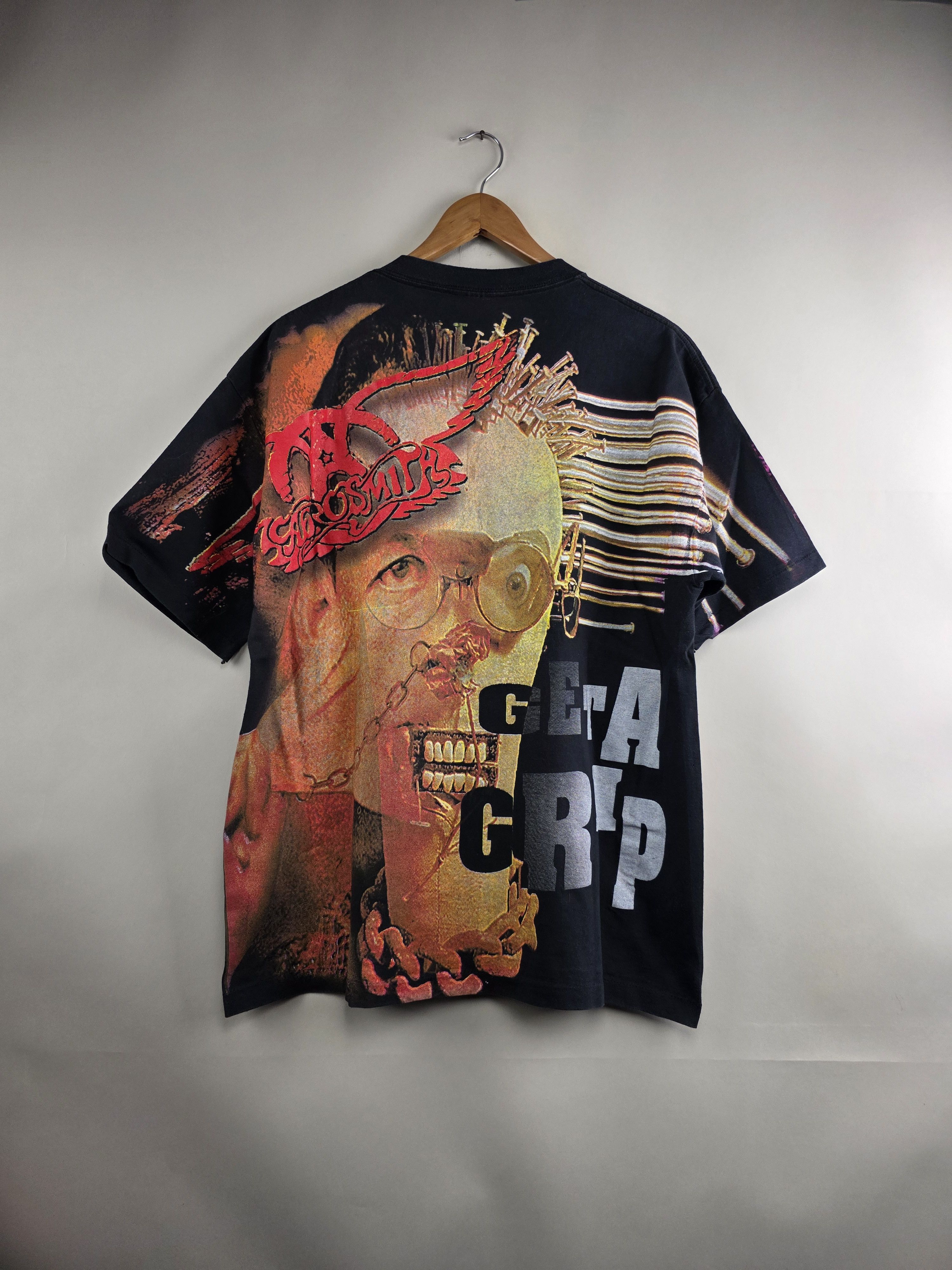 Aerosmith × Band Tees × Vintage 90s Aerosmith Get a grip All over print XL 23" 29" Size US XL / EU 56 / 4 - 5 Thumbnail