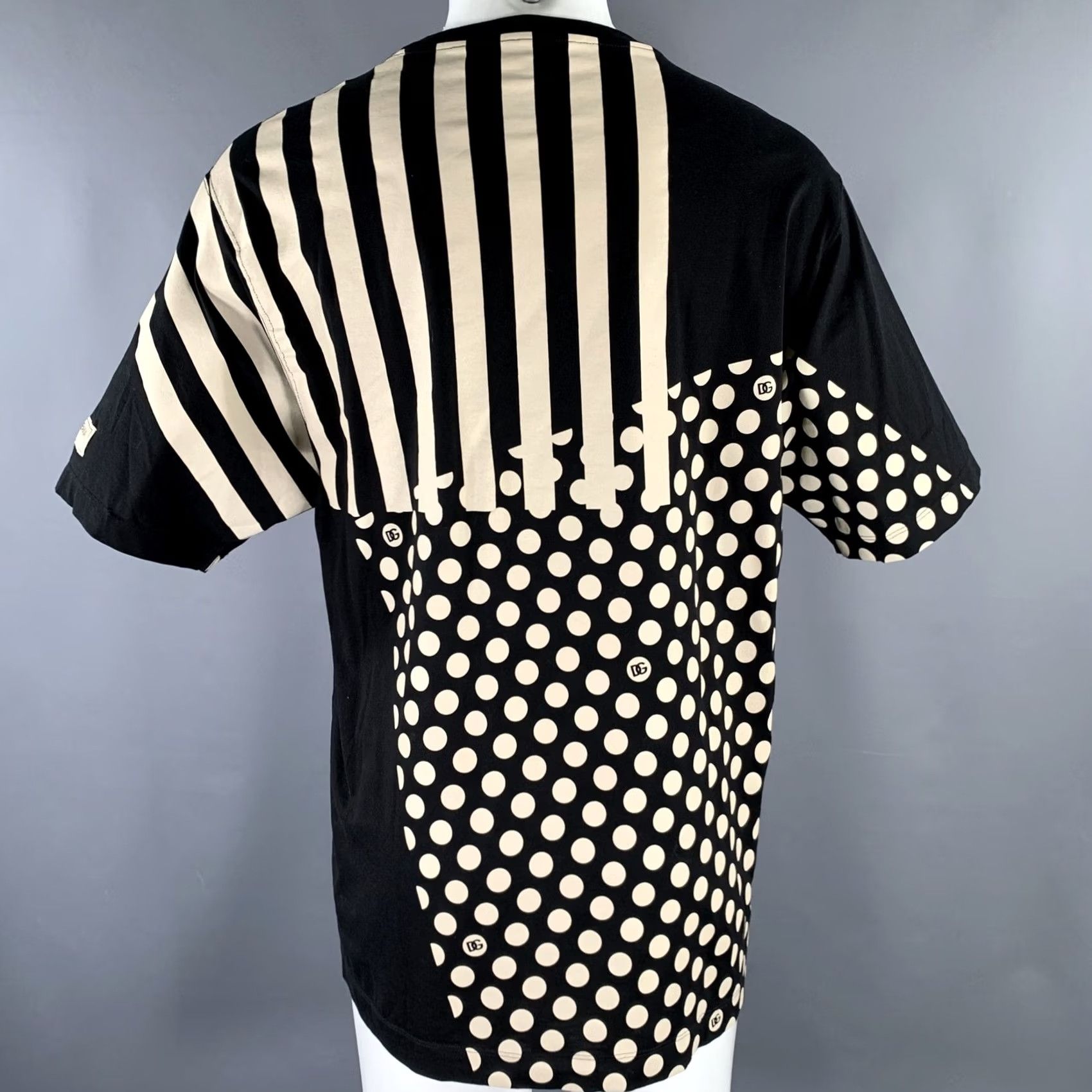Dolce & Gabbana DOLCE & GABBANA Size 38 Black White Polka Dot Stripes Cotton Short Sleeve Shirt Size US S / EU 44-46 / 1 - 4 Thumbnail