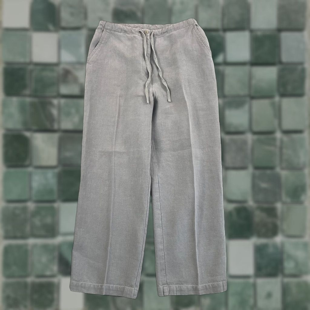 Eileen Fisher Eileen Fisher Pants Grey Women XS 100% Linen Drawstring Pockets Straight Leg Ankle Regular Size XS Women Size 26" / US 2 / IT 38 - 1 Thumbnail