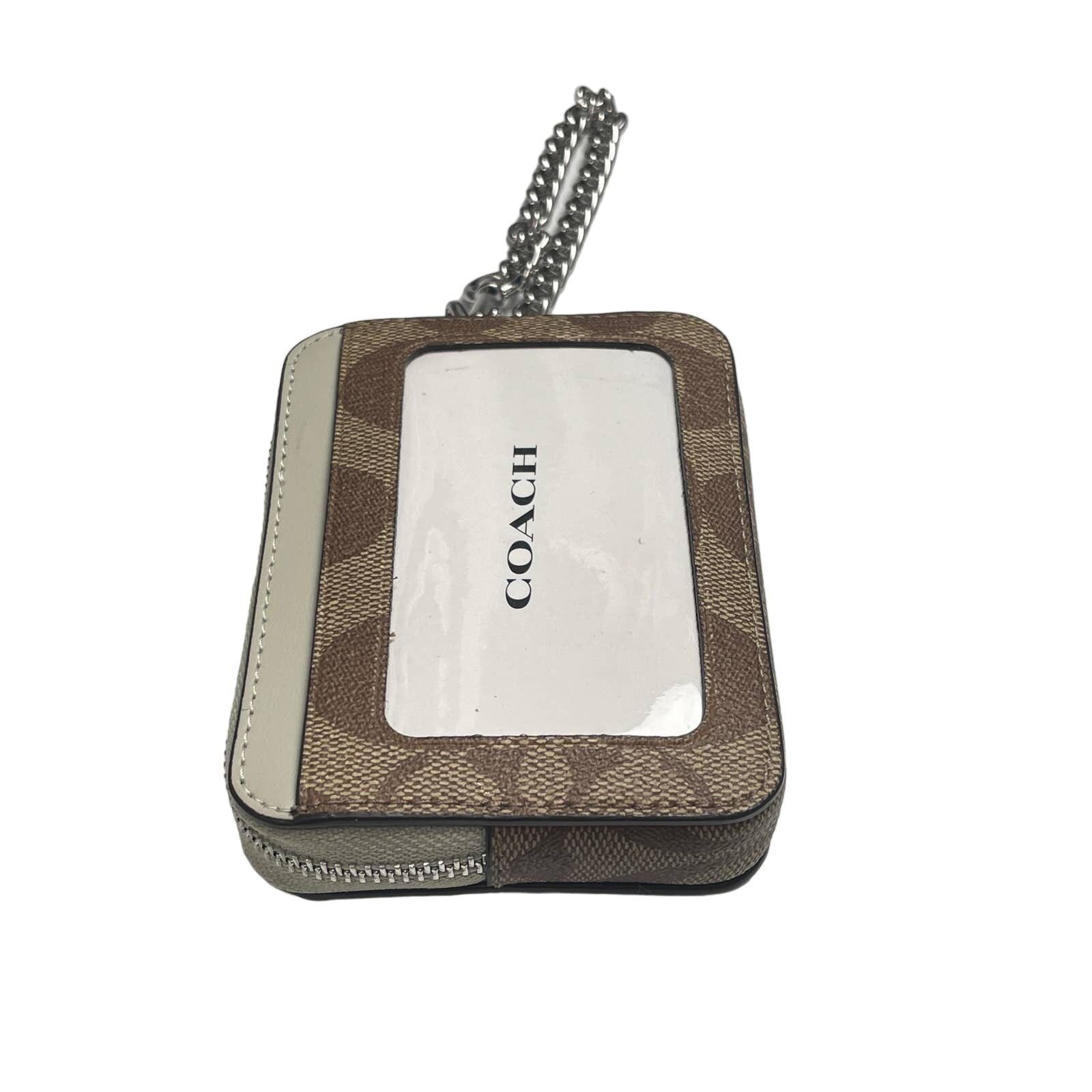 Coach Coach Zip Card Case In Signature Canvas Silver/Khaki/Light Size ONE SIZE - 3 Thumbnail