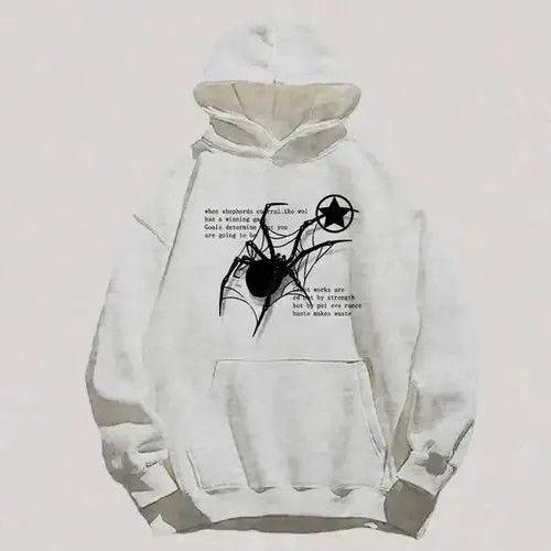 Japanese Brand Hoodie American Retro Spider Printed Top Hoodie Size US M / EU 48-50 / 2 - 1 Thumbnail