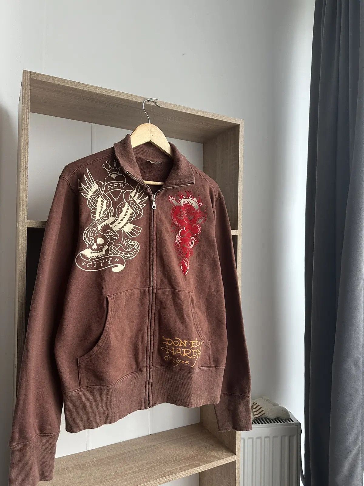 Christian Audigier × Ed Hardy × Vintage Vintage Ed Hardy Christian Audigier Brown Hoodie Size US M / EU 48-50 / 2 - 5 Thumbnail
