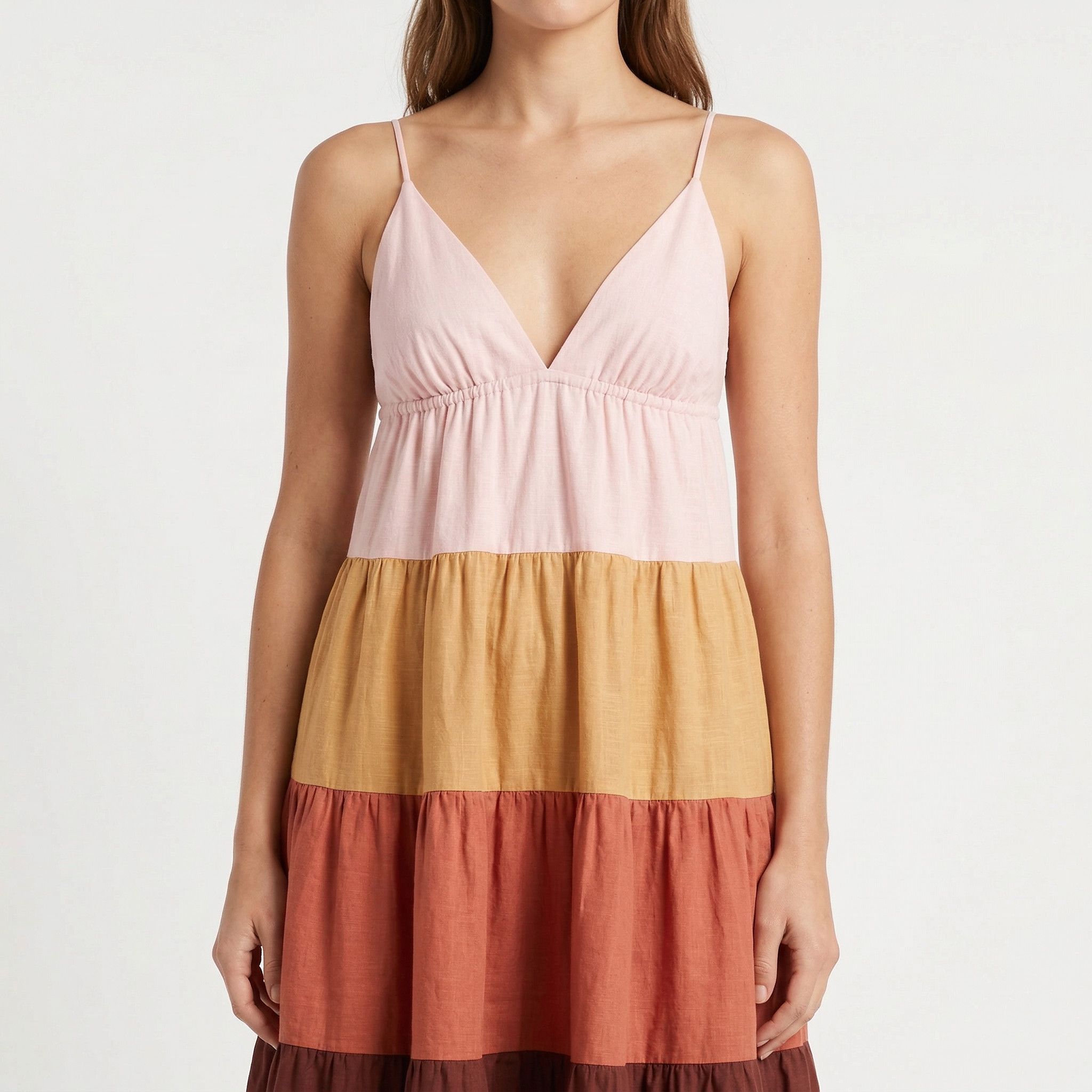Anthropologie Anthropologie Tiered Colorblock Maxi Dress Pink Brown M Size M / US 6-8 / IT 42-44 - 1 Thumbnail