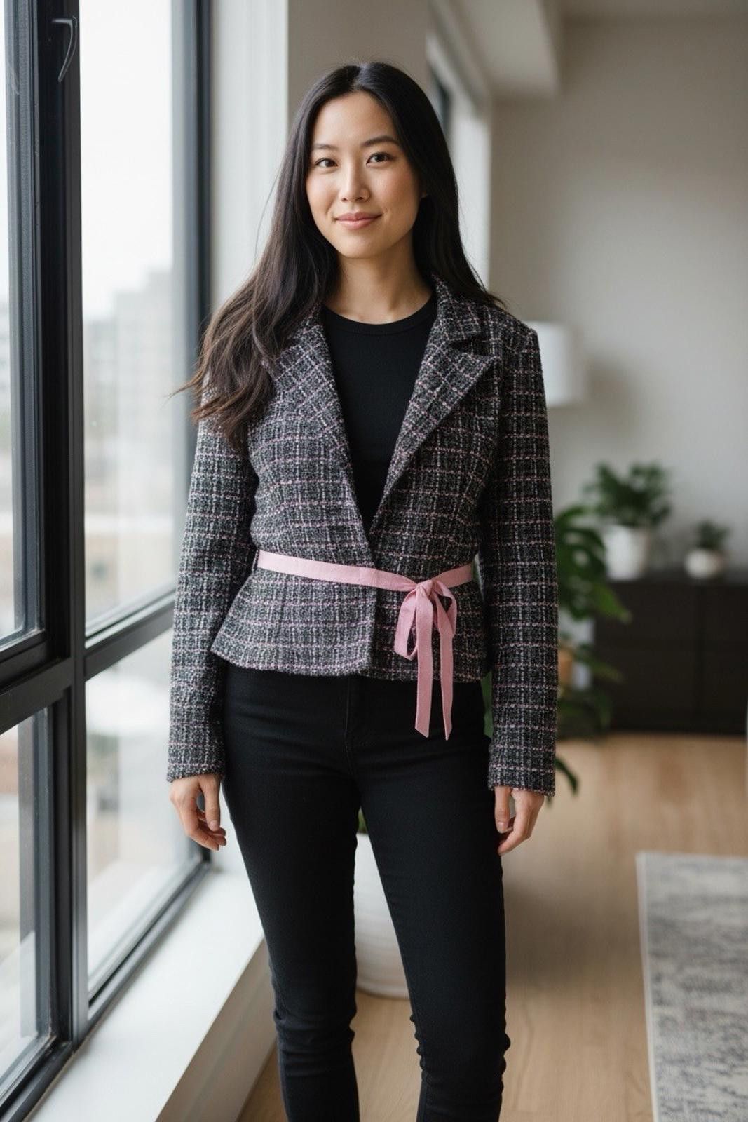 Other Y2K Suits Us Pink Black Textured Jacket 9/10 Size S / US 4 / IT 40 - 4 Thumbnail