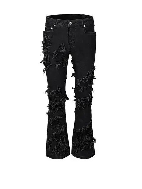 Japanese Brand × Vintage punk flared skinny pants with fraying Size US 34 / EU 50 - 4 Thumbnail
