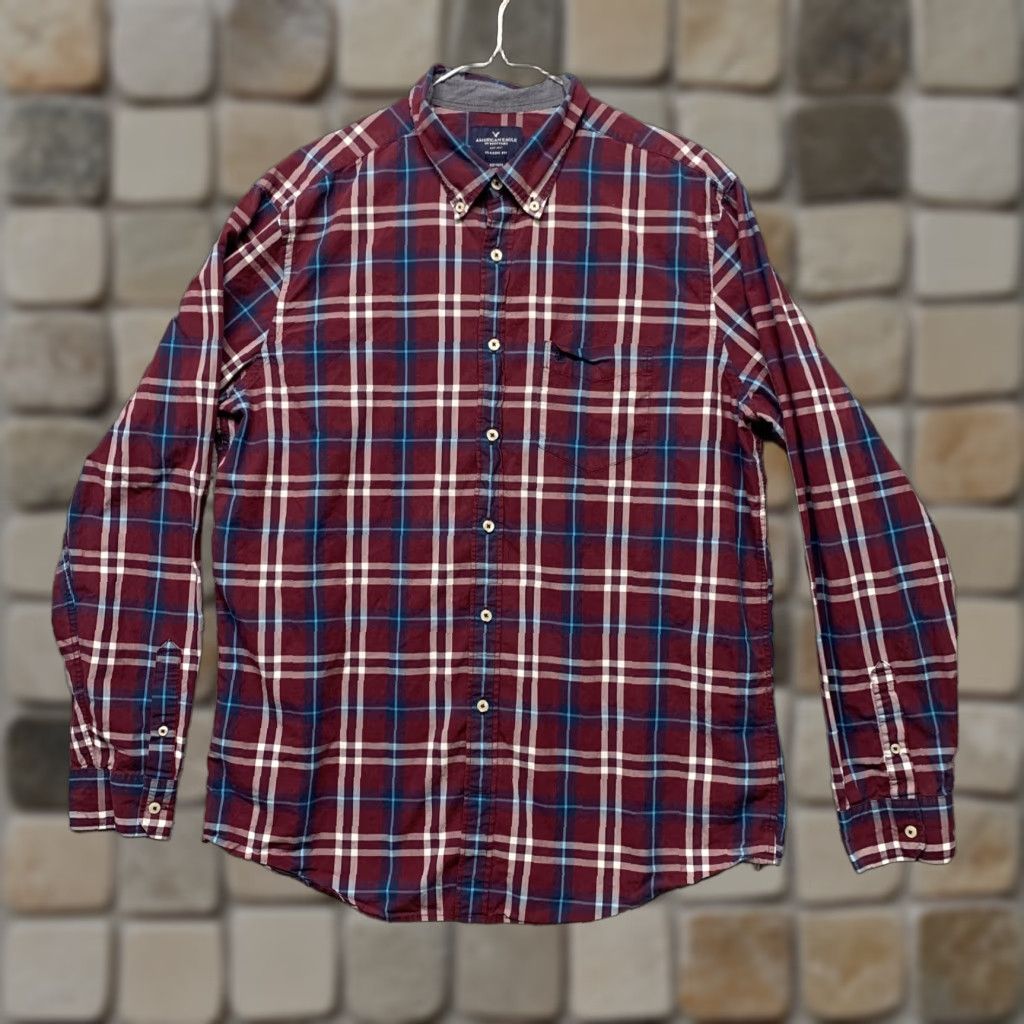 American Eagle Outfitters American Eagle Outfitters Shirt Men XLT Long Sleeve Button Red/White/Blue Plaid Mens Size US XL / EU 56 / 4 - 1 Thumbnail