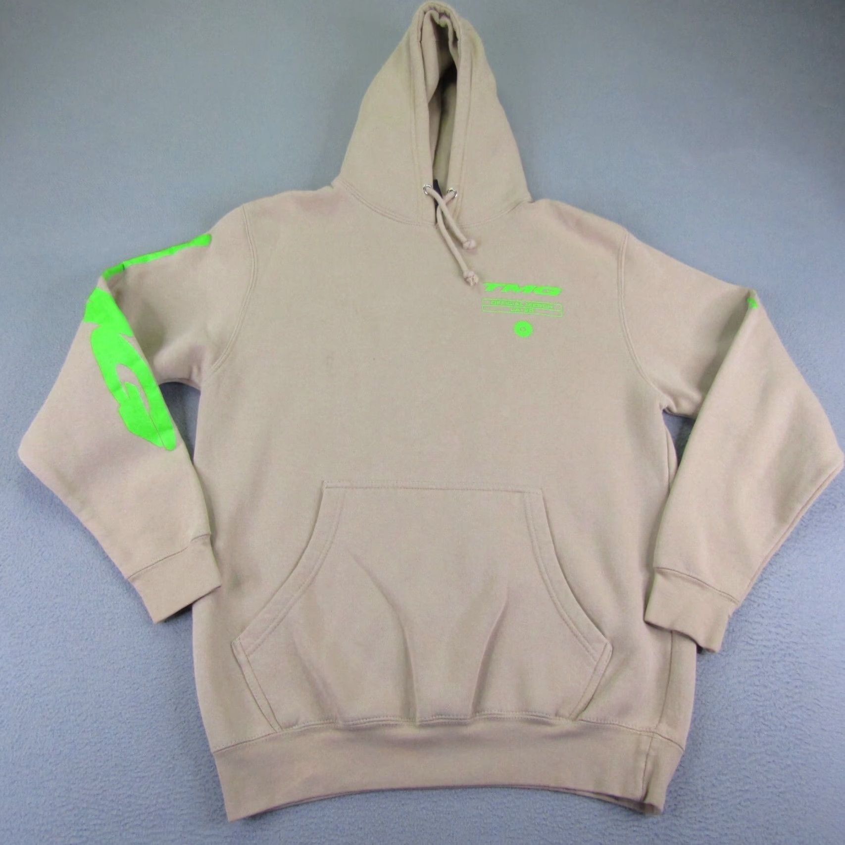 NANGA TMG Hoodie Mens Medium Beige Green Graphic Print Pullover Hooded Sweatshirt with Pockets Size US M / EU 48-50 / 2 - 2 Thumbnail