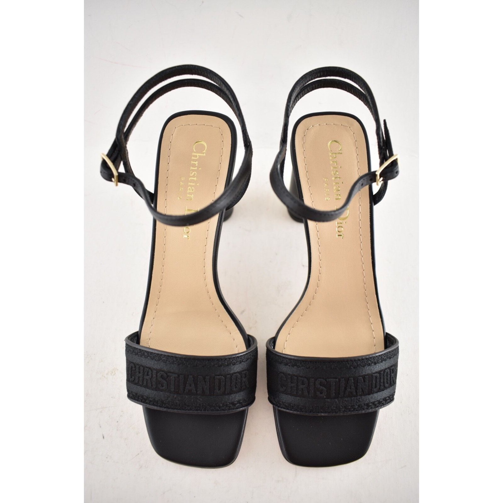 Dior Dior Dway Heeled Sandal Embroidered Satin Black Ankle Size US 5 / IT 35 - 9 Thumbnail