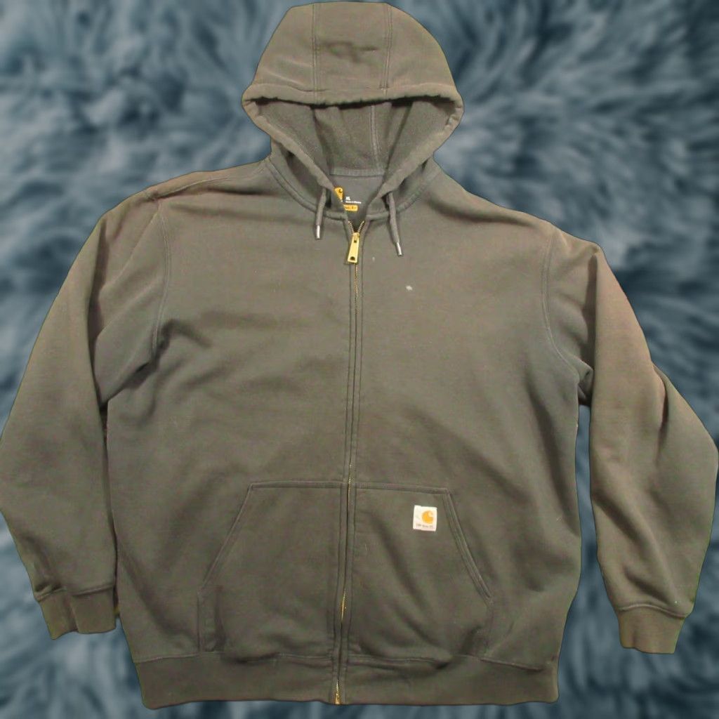 Carhartt VINTAGE Carhartt Full Zip Hoodie Shirt Men XL Black Original Fit Heavyweight Fleece Rain Defender Durable Water-Repellent Logo 80s 90s Workwear Size US XL / EU 56 / 4 - 1 Thumbnail