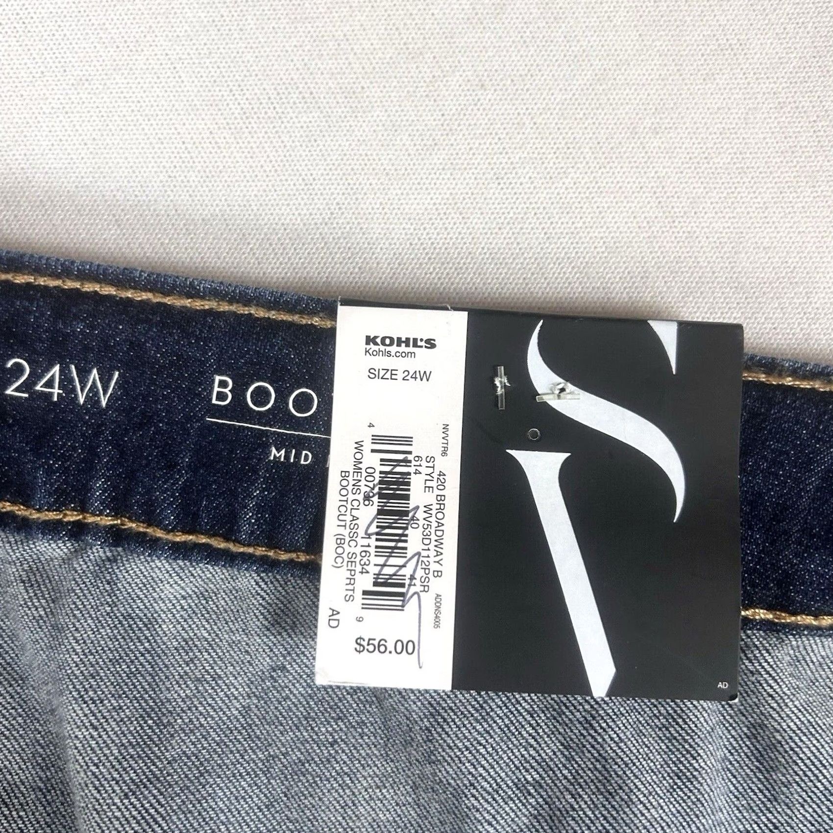 Vintage VINTAGE bootcut jeans Womens 24W Plus Blue Denim Pockets Mid Rise NWT Size 42" / US 20 - 6 Thumbnail