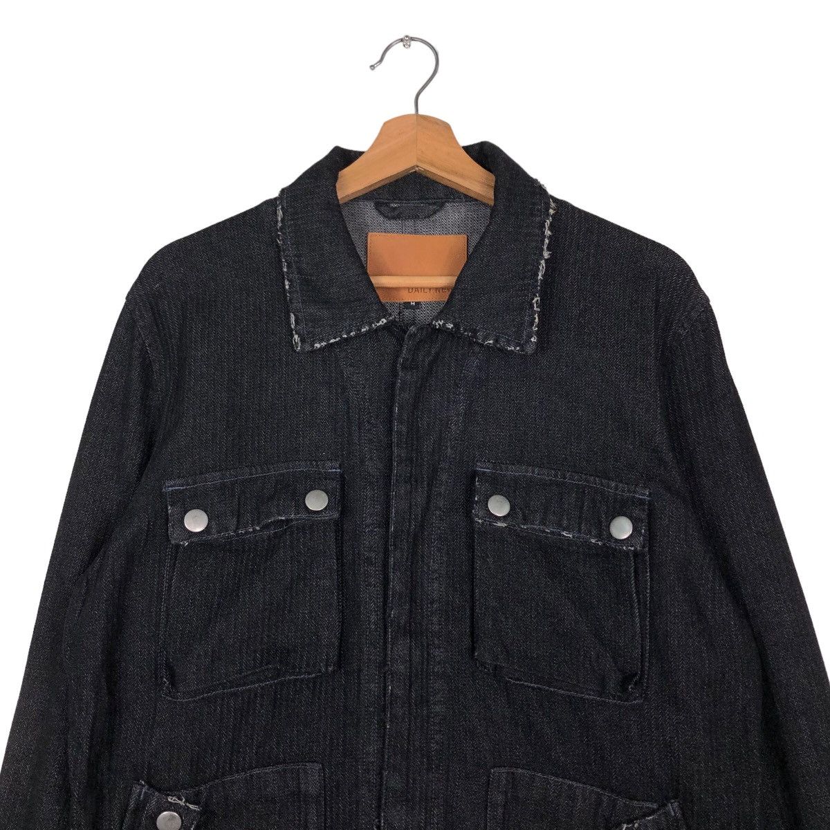 45rpm 🔥Vintage Biker Trucker Denim Jacket Daily News Japan Indigo Size US M / EU 48-50 / 2 - 3 Thumbnail