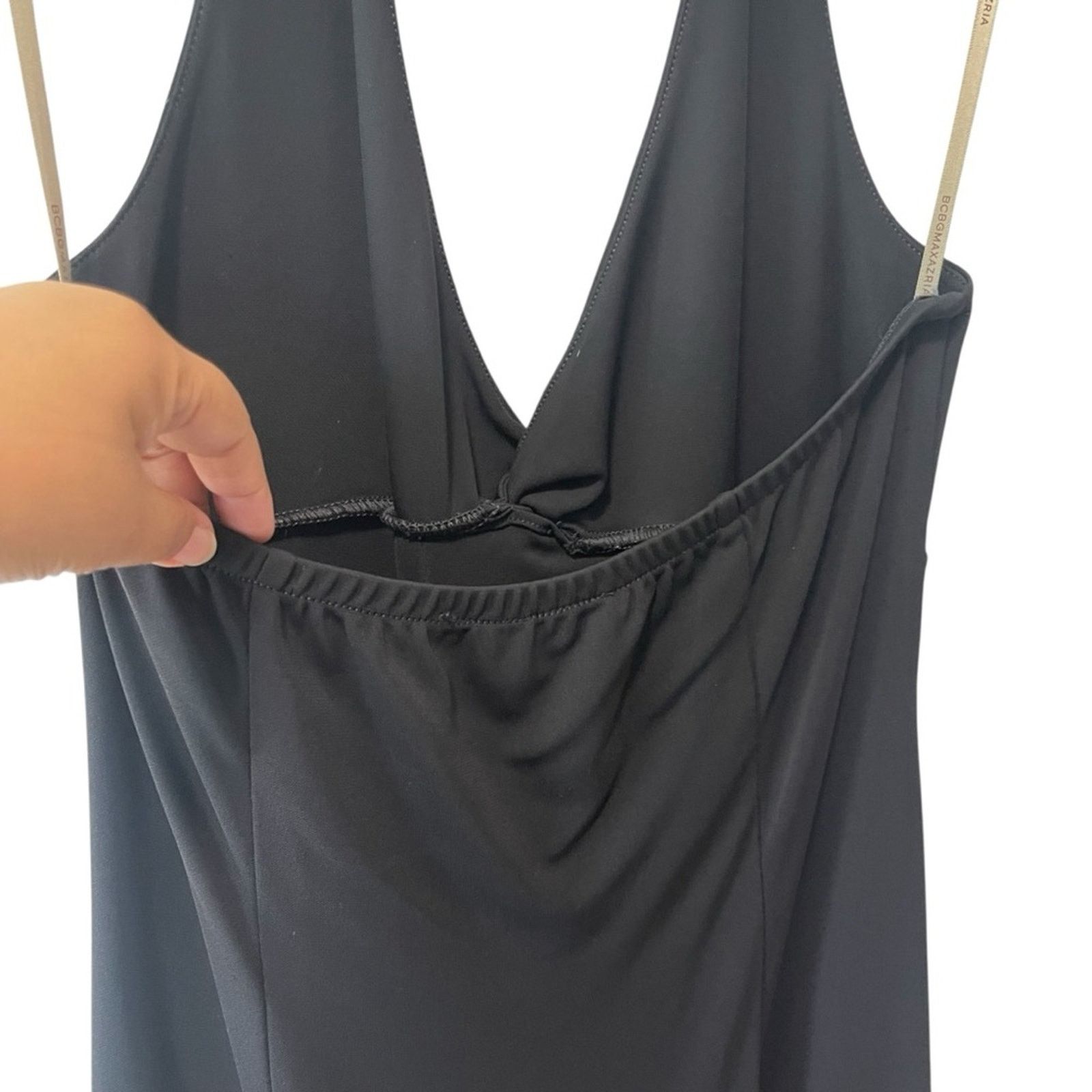 Bcbgmaxazria BCBG Max Azria Matte Jersey V Neck Halter Tie Midi Large Size L / US 10 / IT 46 - 4 Thumbnail