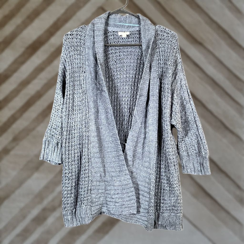 Vintage Sonoma Womens Cardigan Gray Open Knit Long Sleeve Cotton Blend M Shirt Size M / US 6-8 / IT 42-44 - 1 Thumbnail
