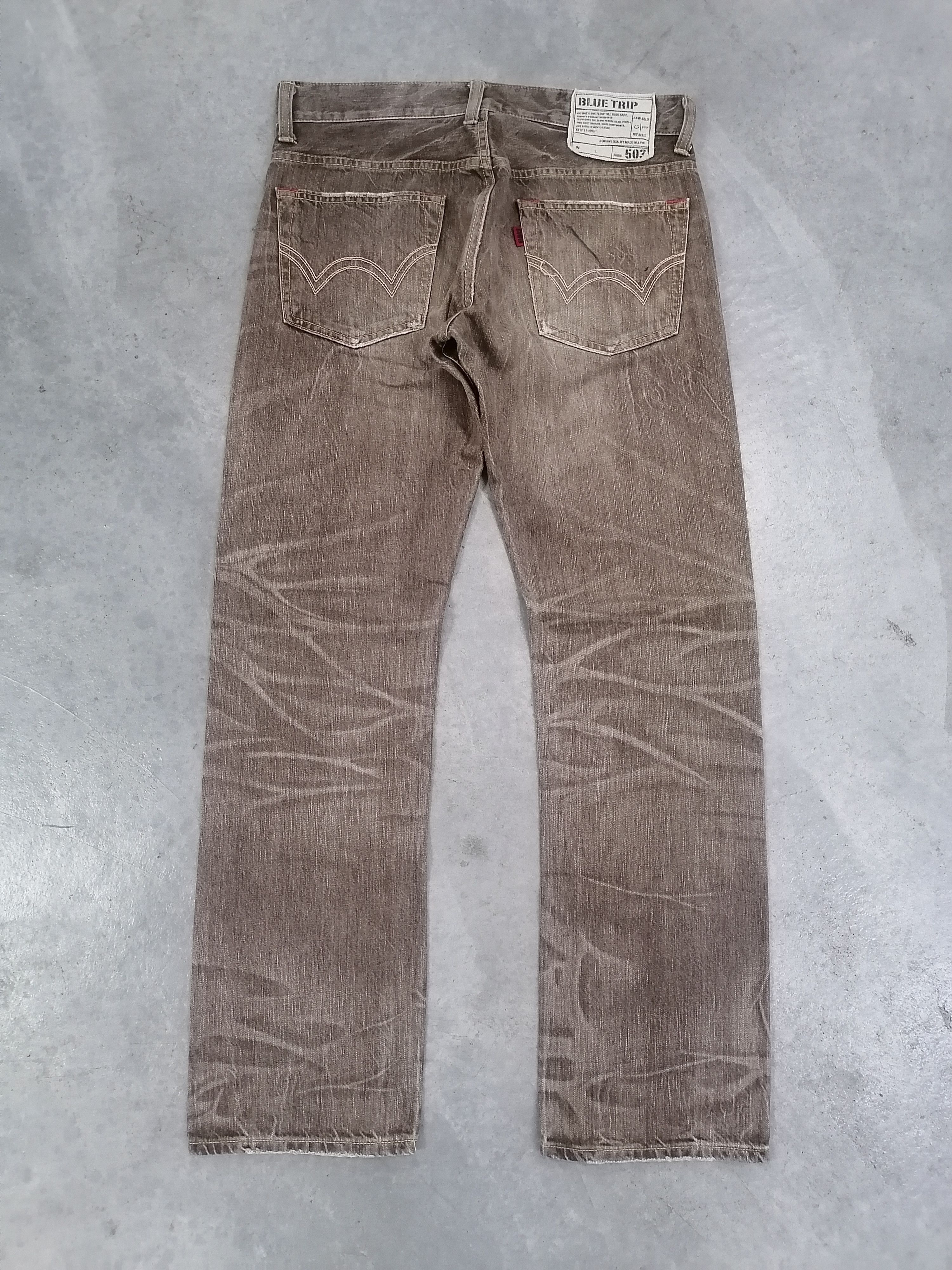14th Addiction × Japanese Brand Edwin 503 Brown Claw Mark Distressed Denim Pants Size US 34 / EU 50 - 9 Thumbnail