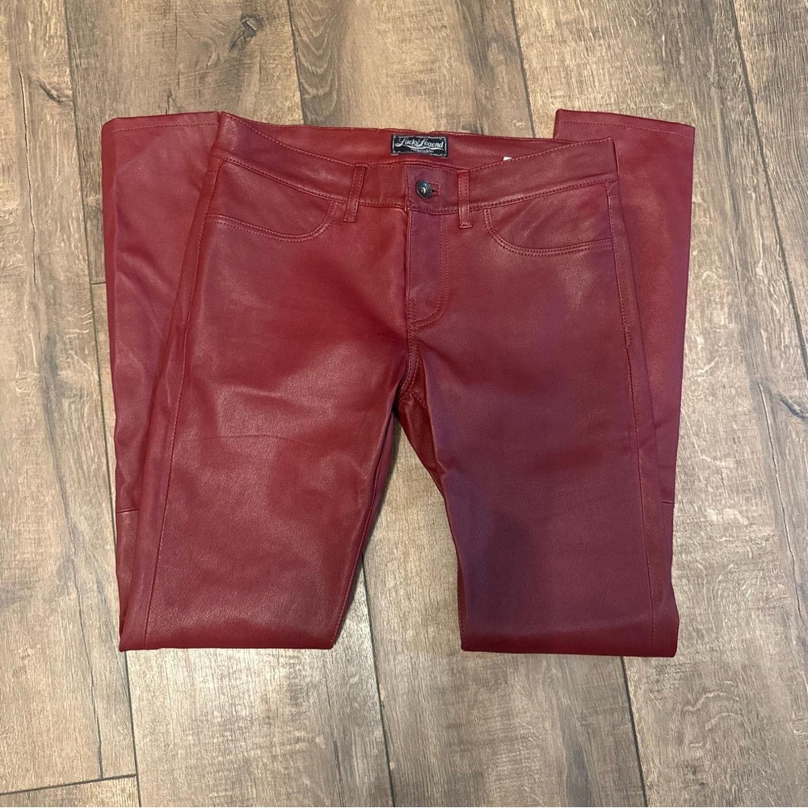 Other Lambskin Red Leather Pants Size 26" / US 2 / IT 38 - 6 Thumbnail