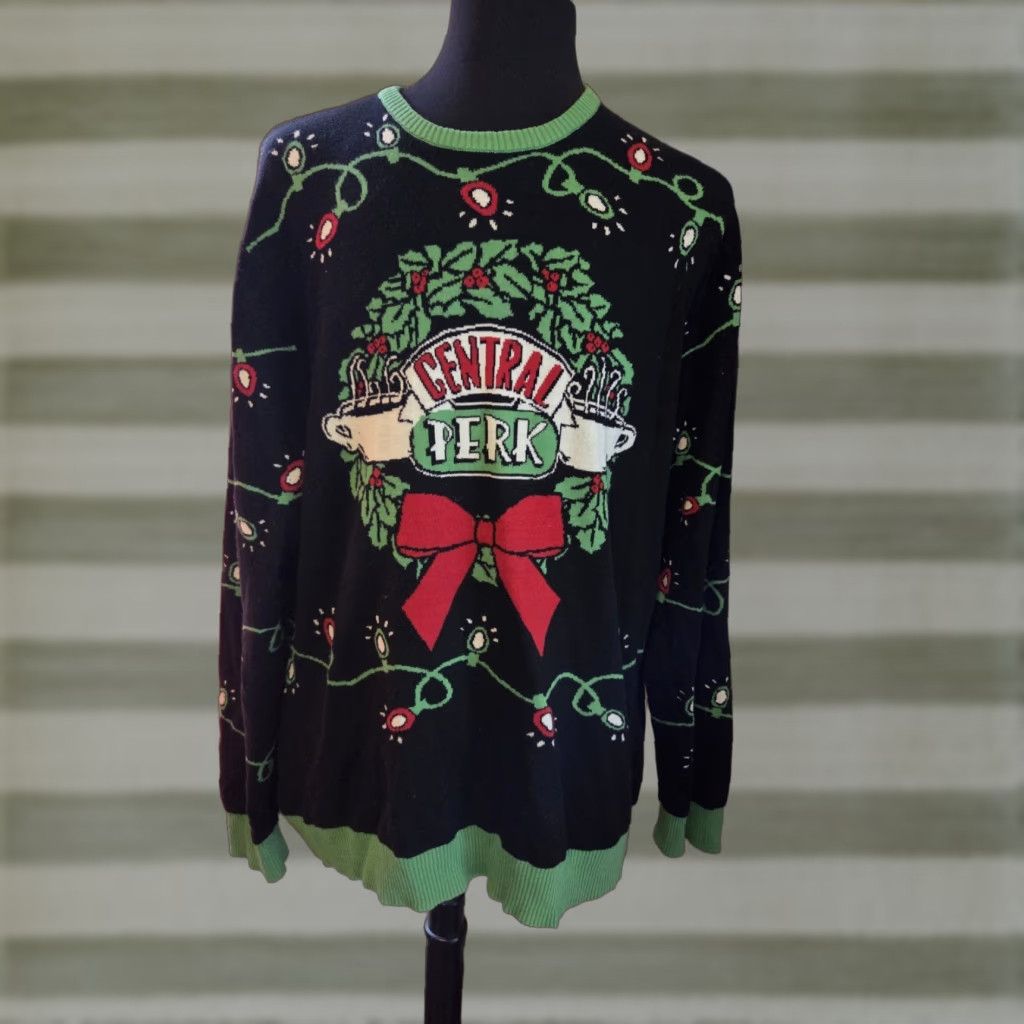 Vintage VINTAGE? FRIENDS Ugly Christmas Sweater Adult XXL CENTRAL PERK Festive Wreath Lights Size XXL / US 16-18 / IT 52-54 - 1 Thumbnail