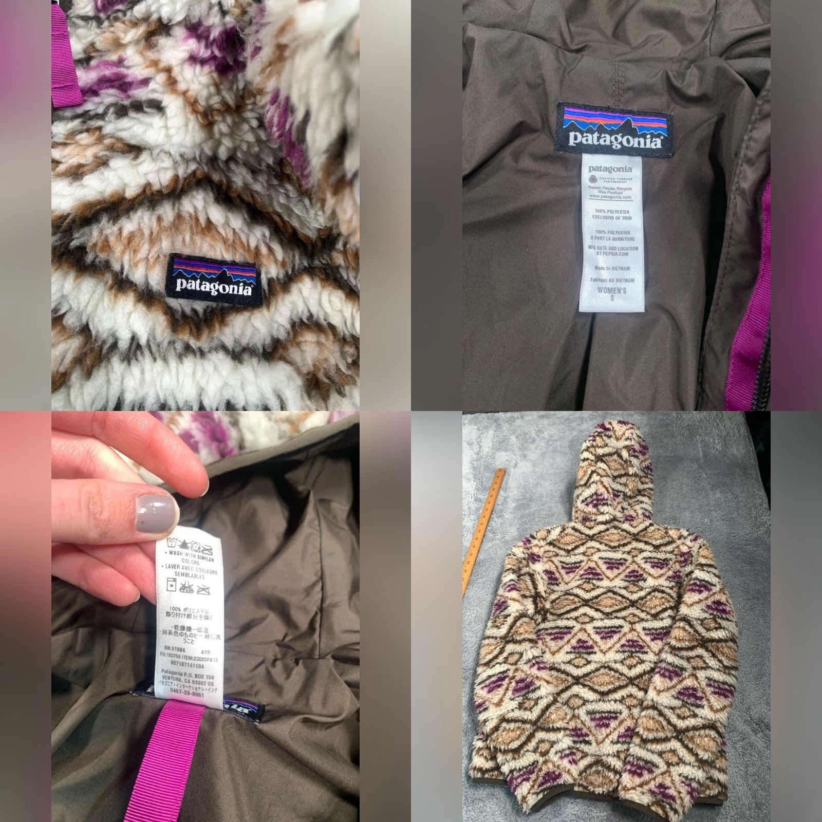 Patagonia PATAGONIA Fleece Jacket Deep Pile Aztec Brown Polyester Women S Small Size S / US 4 / IT 40 - 8 Thumbnail