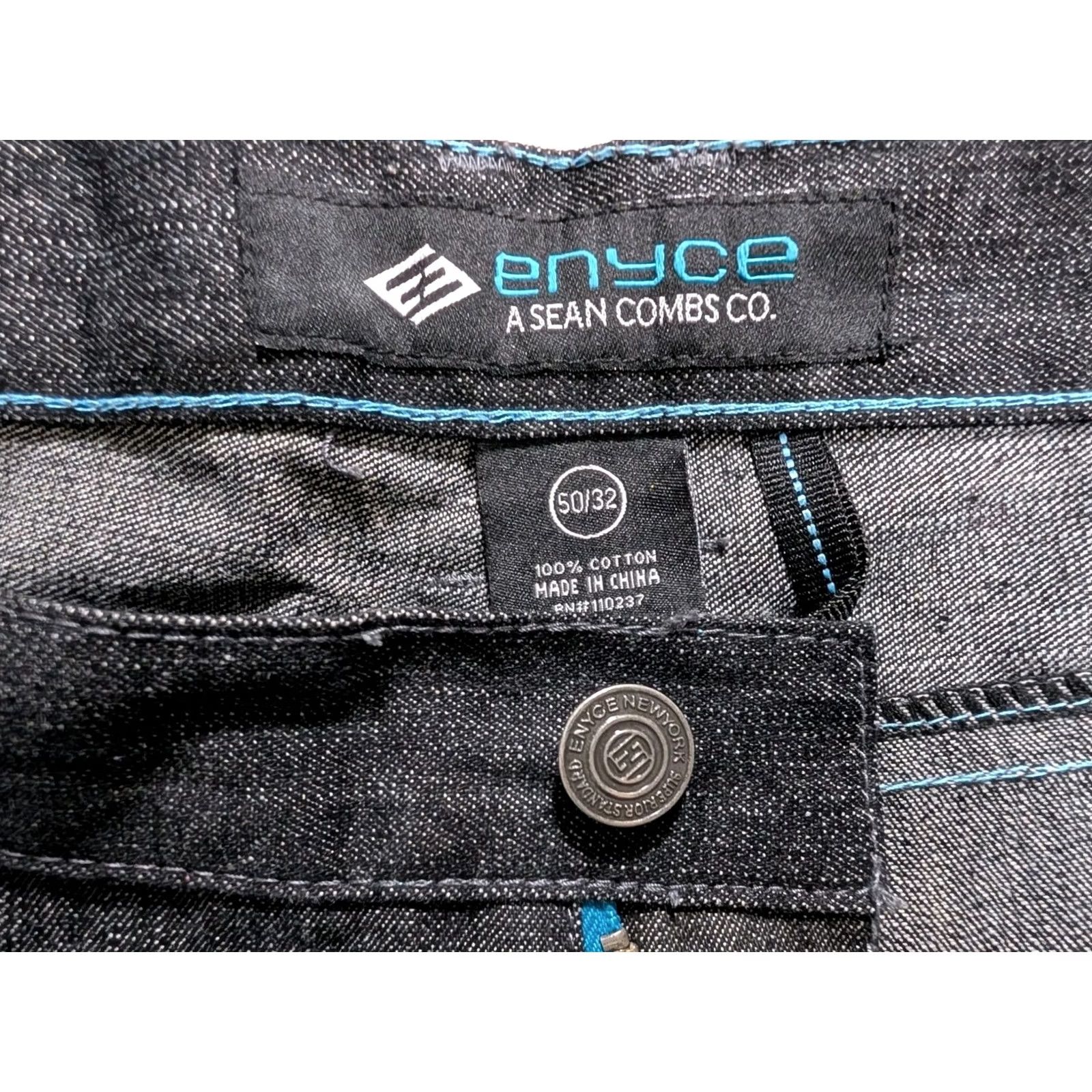 Enyce Enyce Jeans Mens 50 Blue Embroidered Baggy Hip Hop Denim Relaxed Fit Streetwear Jeans Size US 34 / EU 50 - 6 Thumbnail