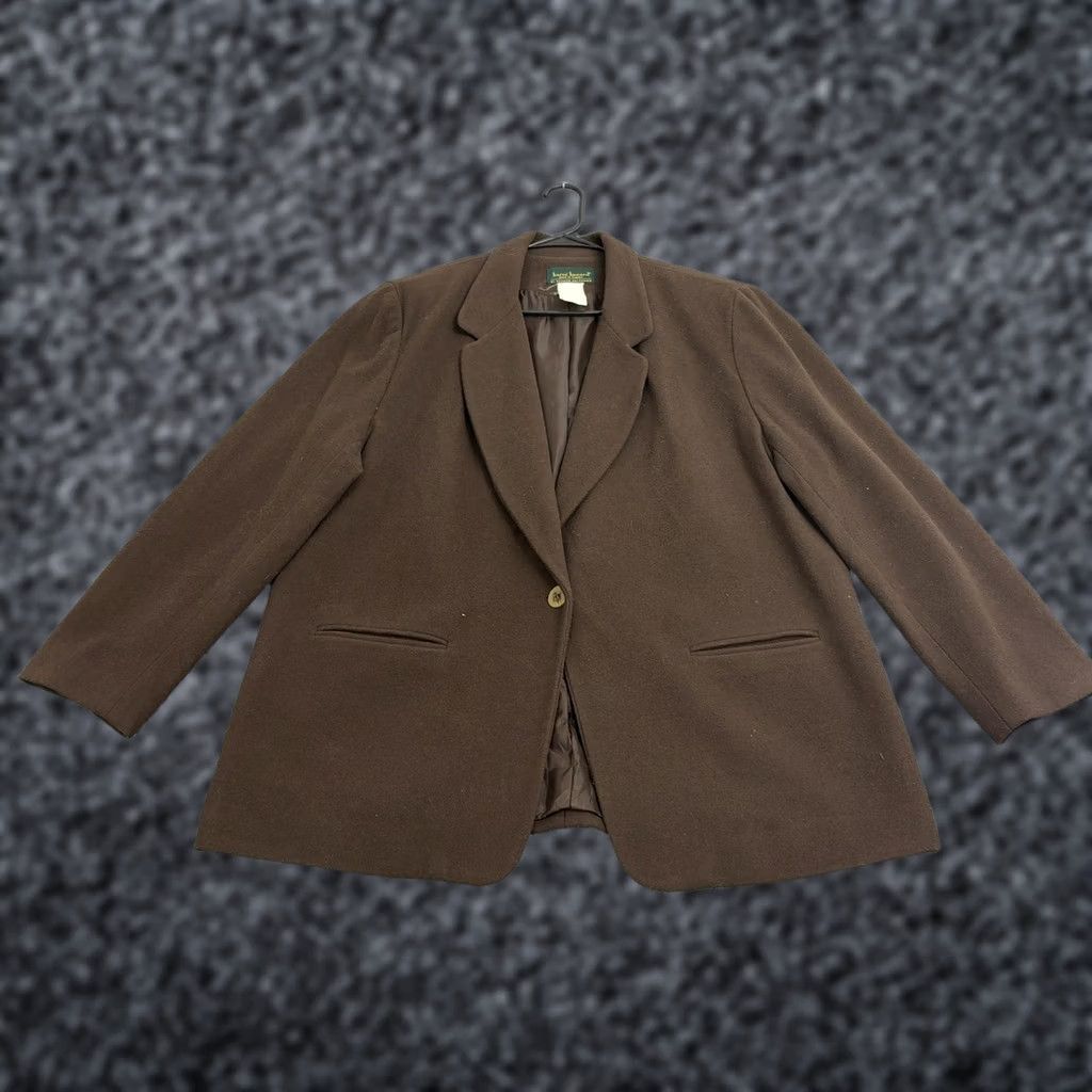 Vintage VINTAGE Harve Benard Blazer Womens 18W Brown Wool Cashmere Single-Breasted Notch Lined 52 in Chest Plus Size 18W Mens Women Girls Size XXL / US 16-18 / IT 52-54 - 1 Thumbnail