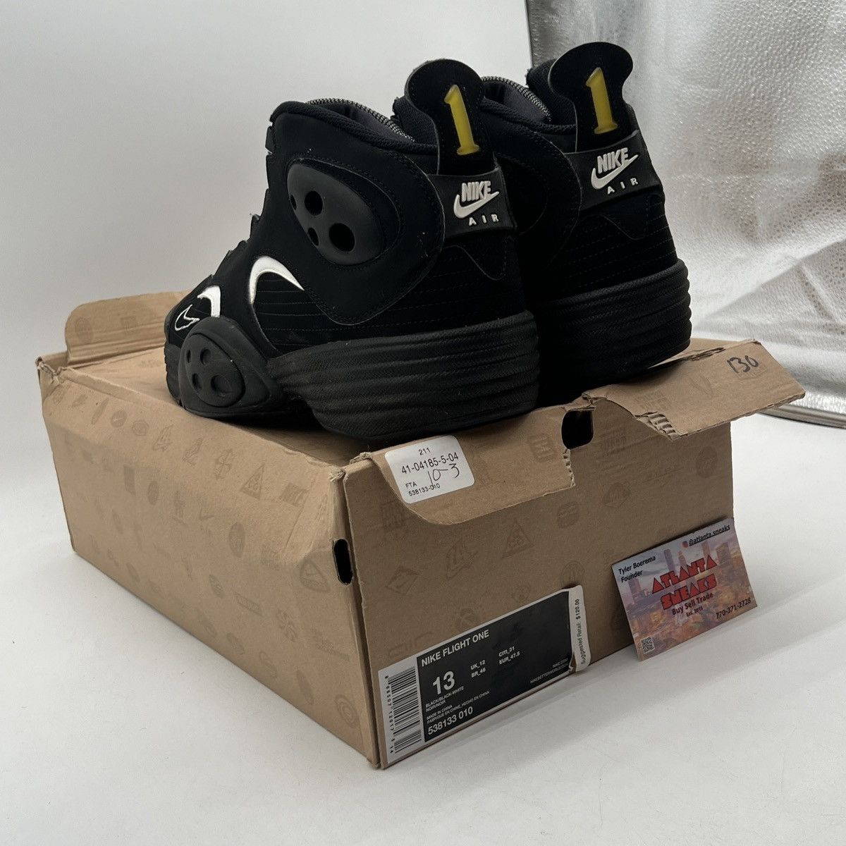 Nike Flight one black white Size US 13 / EU 46 - 4 Thumbnail