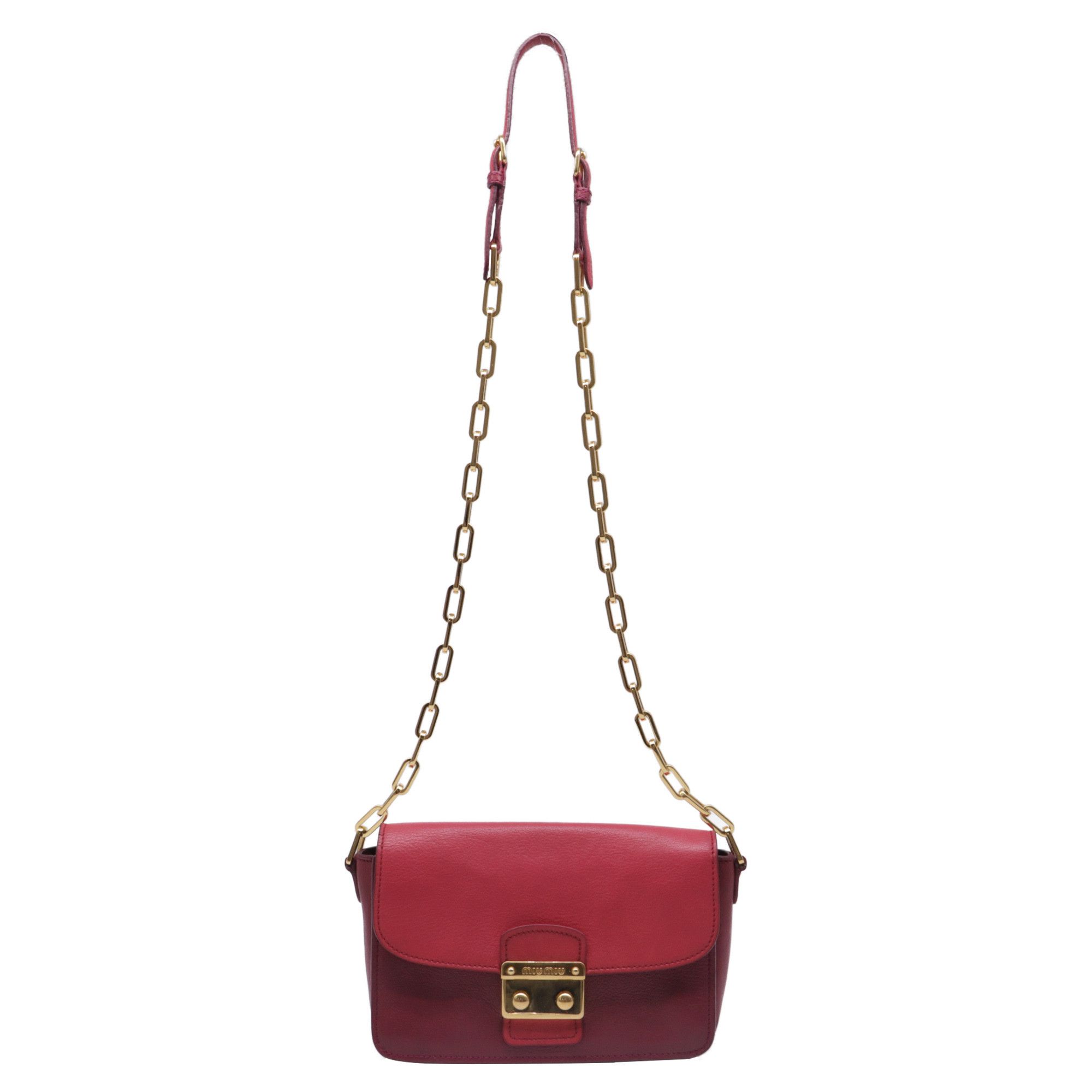 Miu Miu Miu Miu Chain Crossbody Bag in Burgundy Leather Size ONE SIZE - 1 Thumbnail
