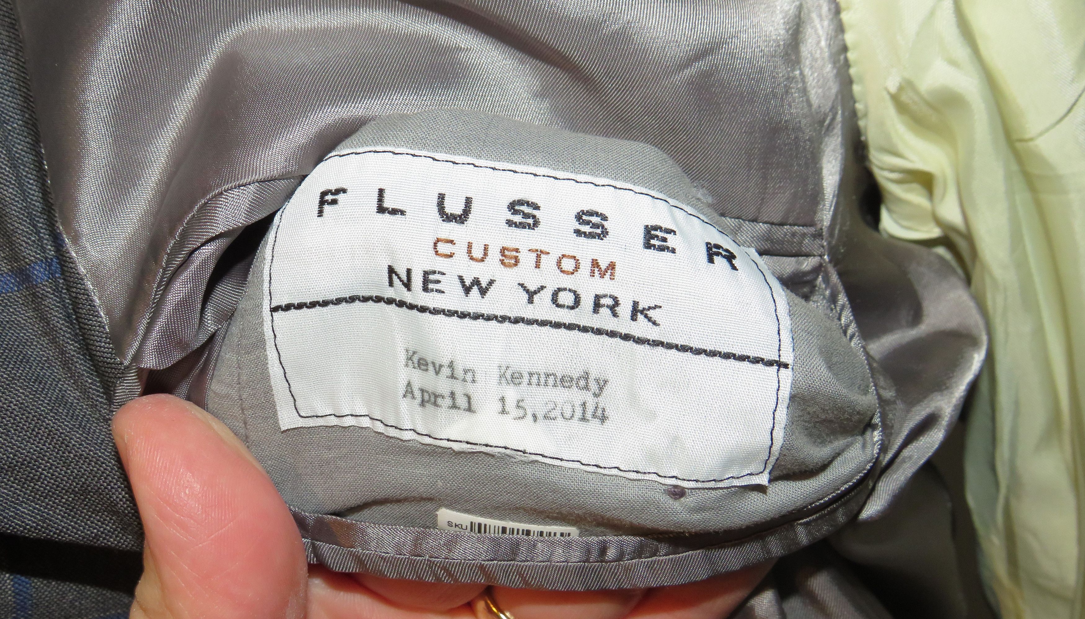 Alan Flusser Custom Made Gray Windowpane Two Button Suit 42L Size 42L - 19 Thumbnail