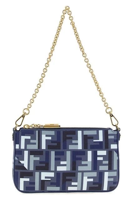 FENDI Baguette $1500 Blue FF Fabric Pouch New & Authentic