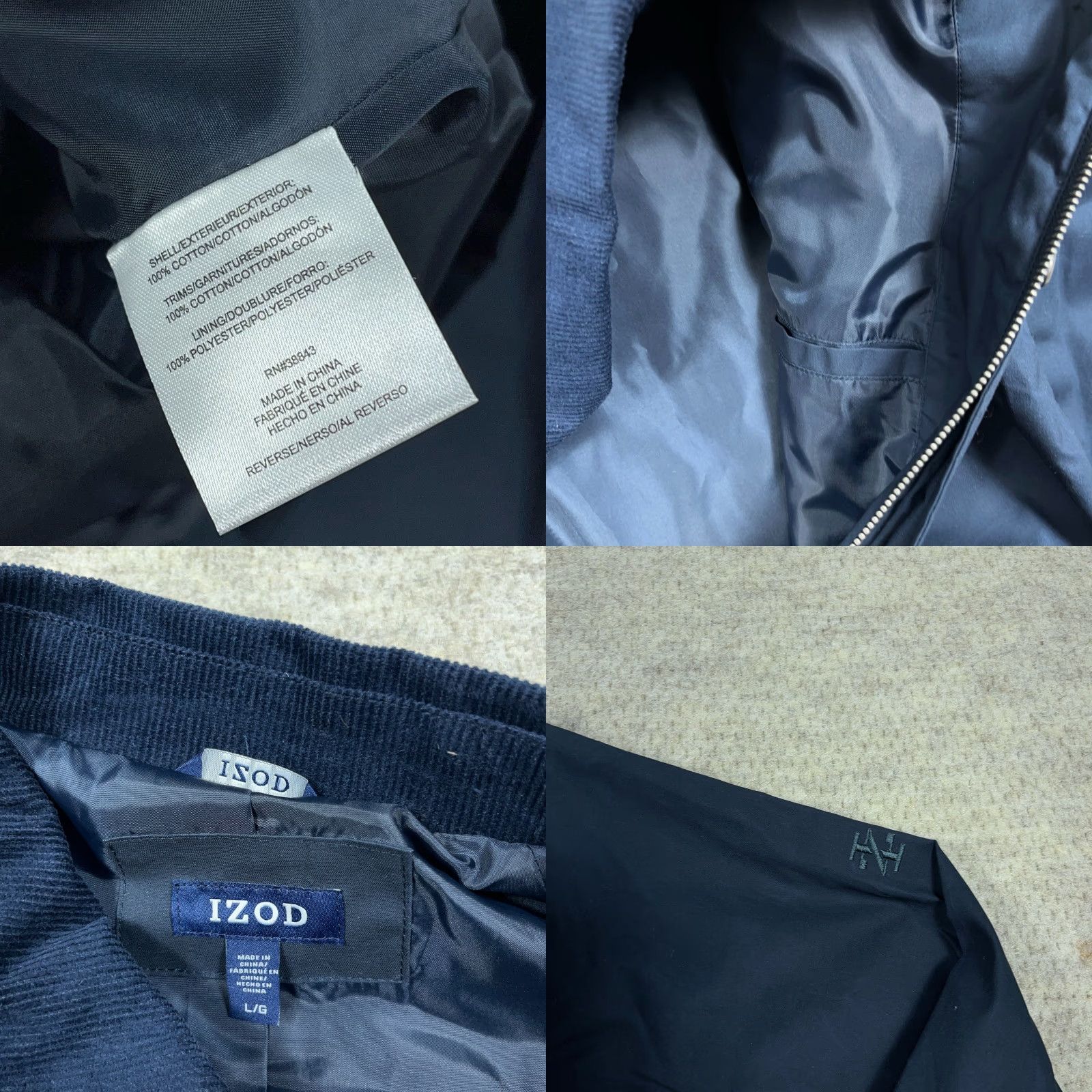 Izod VINTAGE Izod Jacket Chore Coat Navy Blue Waxed Cotton Collar Men Large L Corduroy Collar Overcoat Size US L / EU 52-54 / 3 - 9 Thumbnail