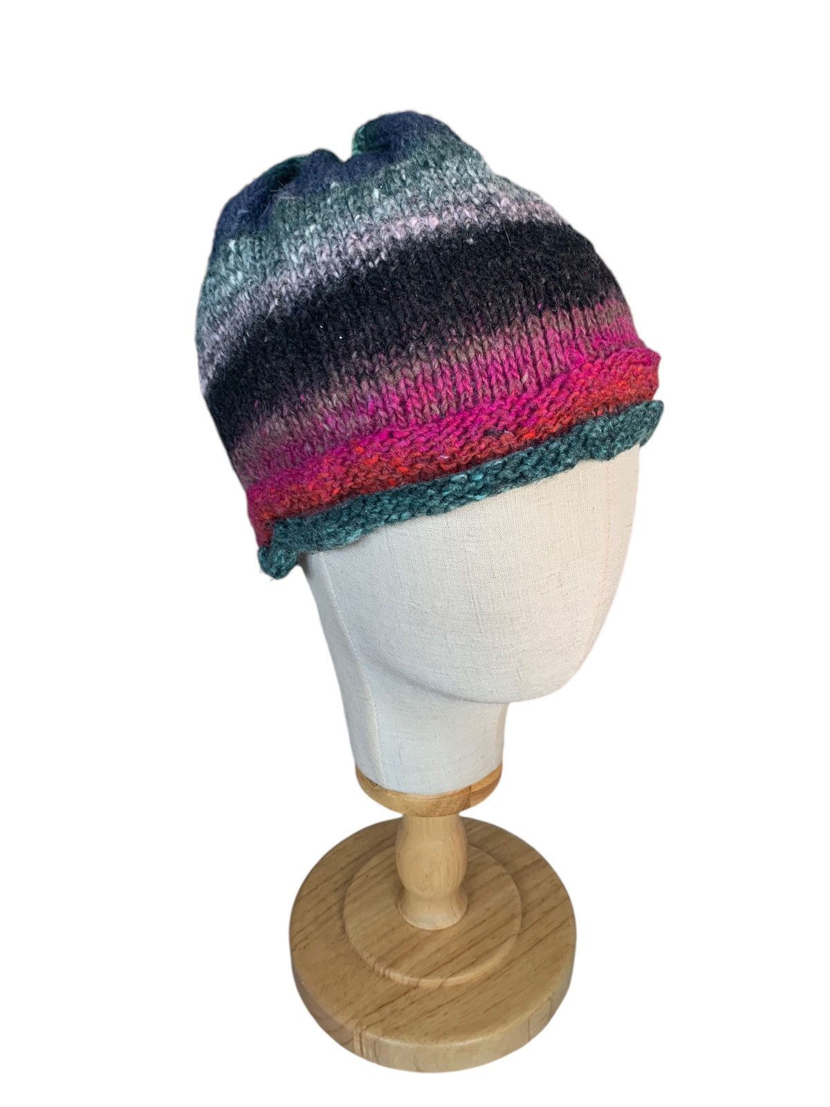 Japanese Brand Hippies style Rare Multicolour Knitted Beanie Hats Size ONE SIZE - 2 Thumbnail
