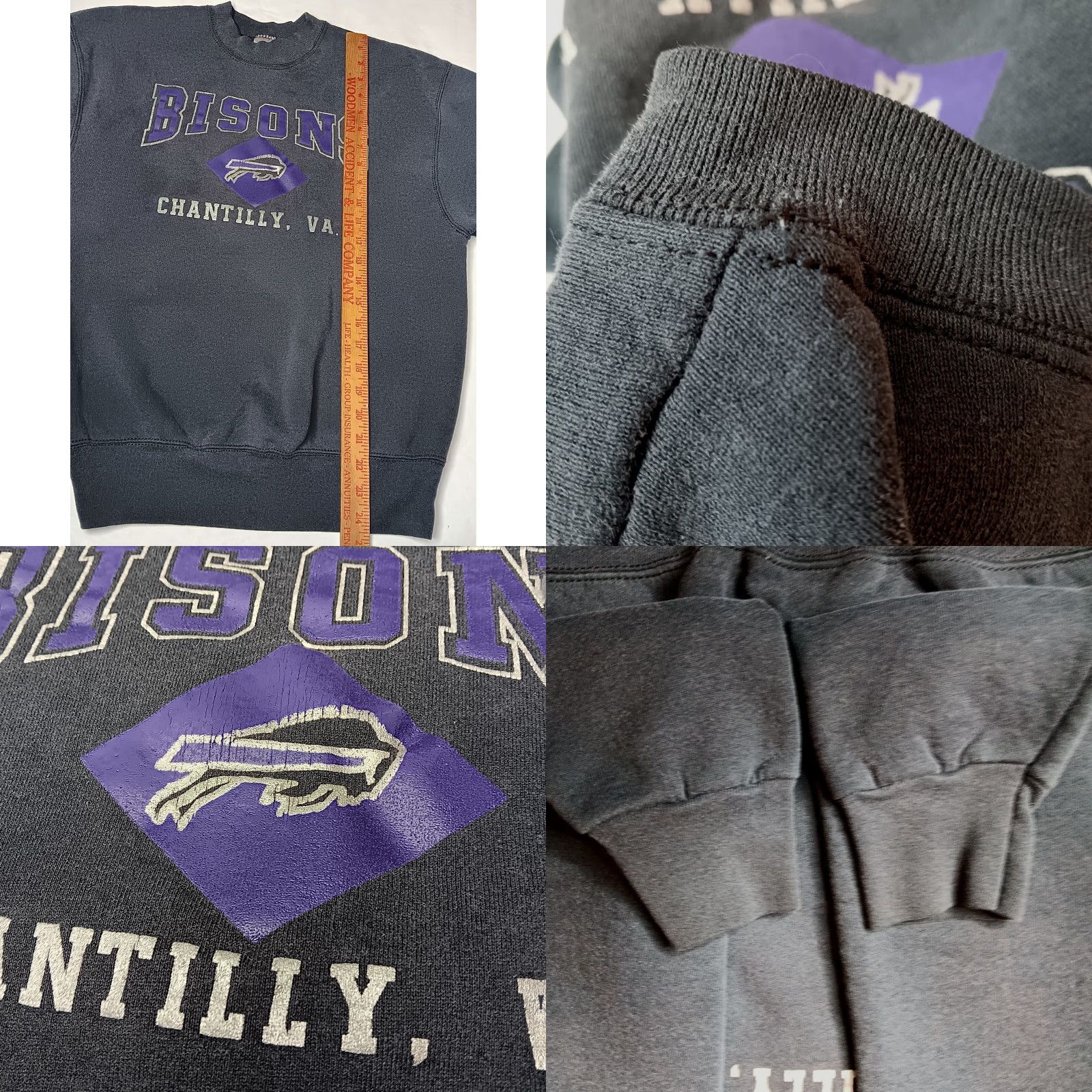 Fruit Of The Loom VINTAGE Fruit of the Loom Heavy Sweatshirt Mens Black Crew Neck M Bisons Virginia Chantilly Athletic Retro Size US M / EU 48-50 / 2 - 8 Thumbnail
