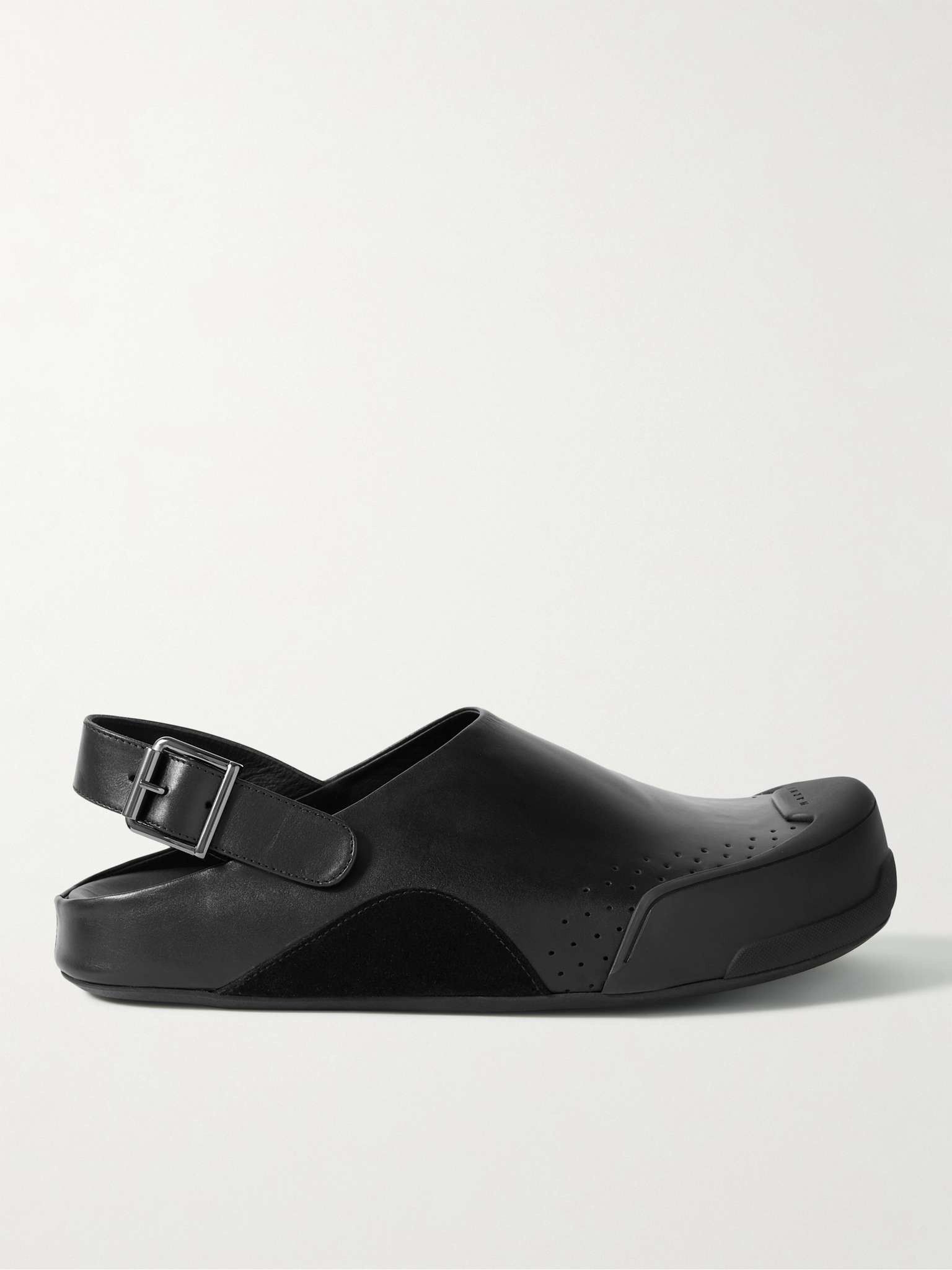 Marni o1w1db11024 Rubber Suede-Trimmed Leather Clogs in Black Size US 11 / EU 44 - 1 Thumbnail