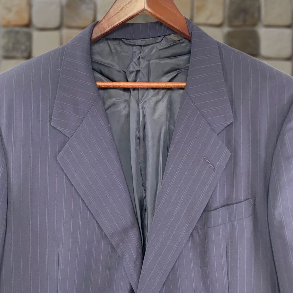Vintage VINTAGE Hickey Freeman Suit Mens 48R 40x28 Navy Blue Pinstripe 2-Button Pleated Cuffed Size 48R - 1 Thumbnail