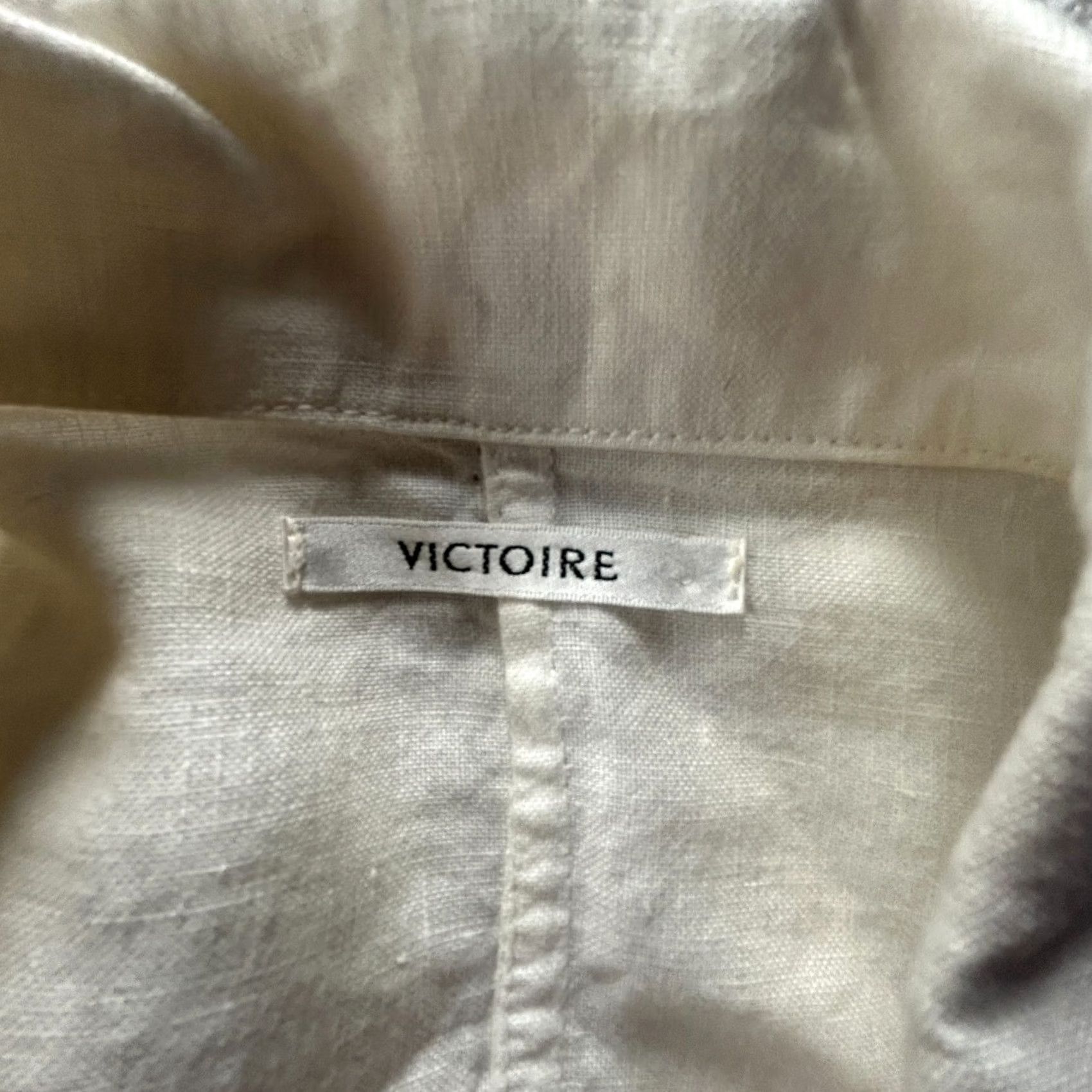 Vintage Victoire Womens 100% Linen Button Front Basic Jacket Size 38 Ivory Long Sleeve Size XS / US 0-2 / IT 36-38 - 3 Thumbnail