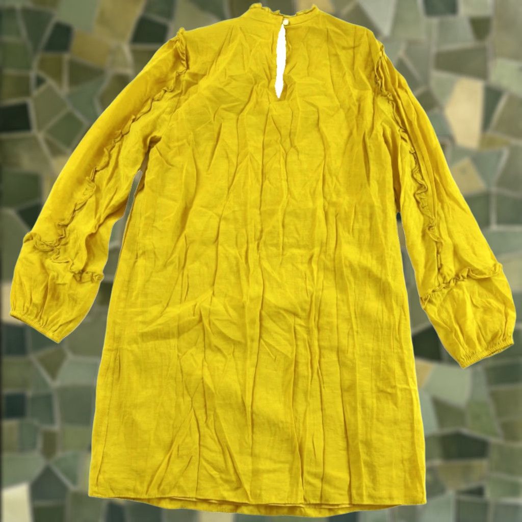 Ann Taylor ANN TAYLOR Tunic Smock Dress Shirt 14 Yellow Linen Rayon Lined Knee Length - Size XL / US 12-14 / IT 48-50 - 1 Thumbnail