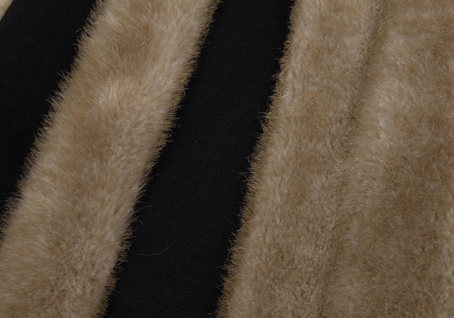 Jean Paul Gaultier Fur Striped Double Zip Coat in Beige and Black Size US XXL / EU 58 / 5 - 12 Thumbnail