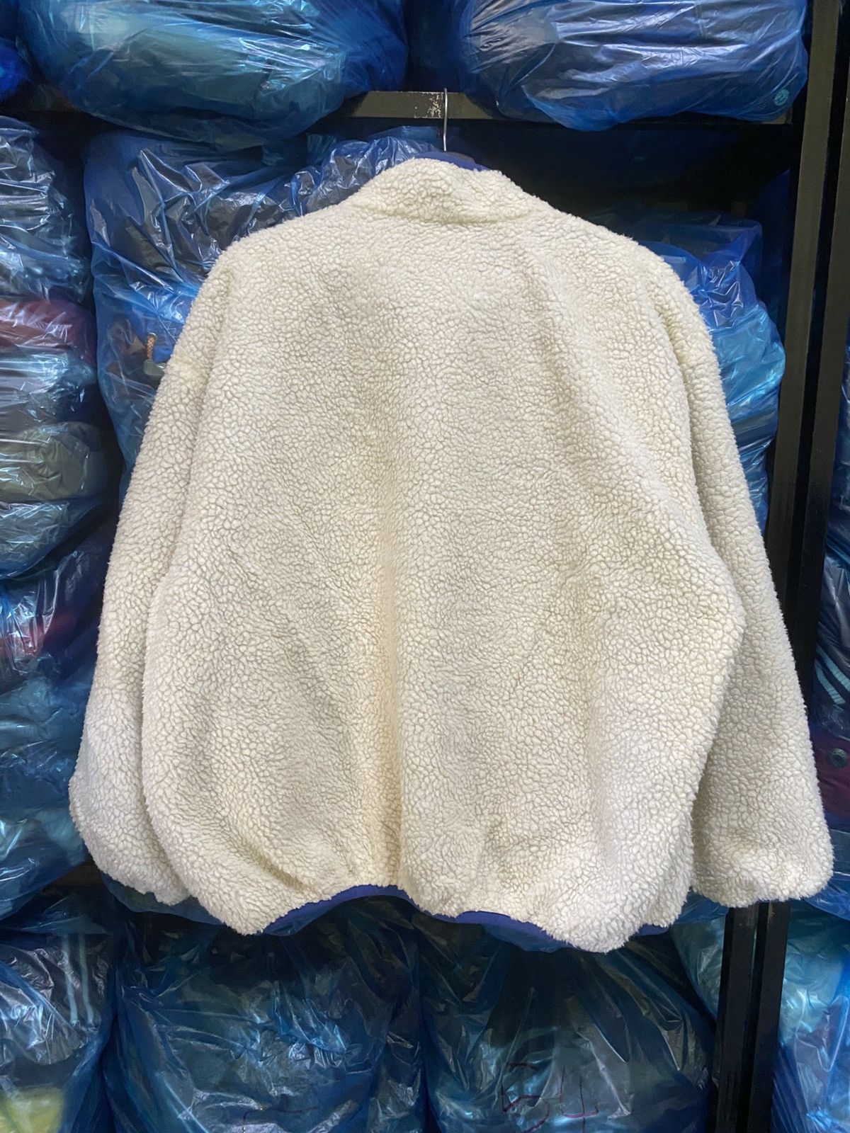 Japanese Brand W Closet Japan Cream Sherpa Fleece Jacket Blue Nylon Panels Size US L / EU 52-54 / 3 - 6 Thumbnail