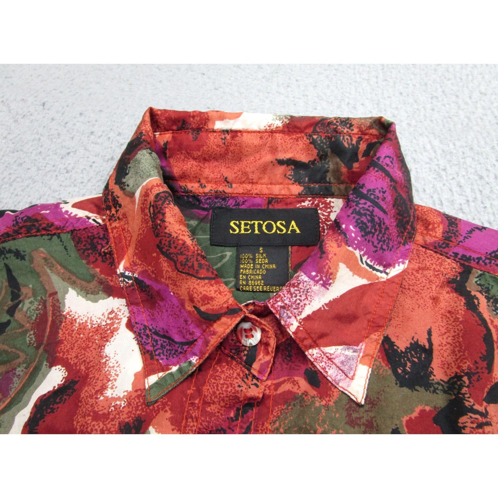 Vintage VINTAGE Setosa Shirt Womens Small Red Floral Silk Button-Up Long Sleeve Women Mens Women? Size S / US 4 / IT 40 - 4 Thumbnail