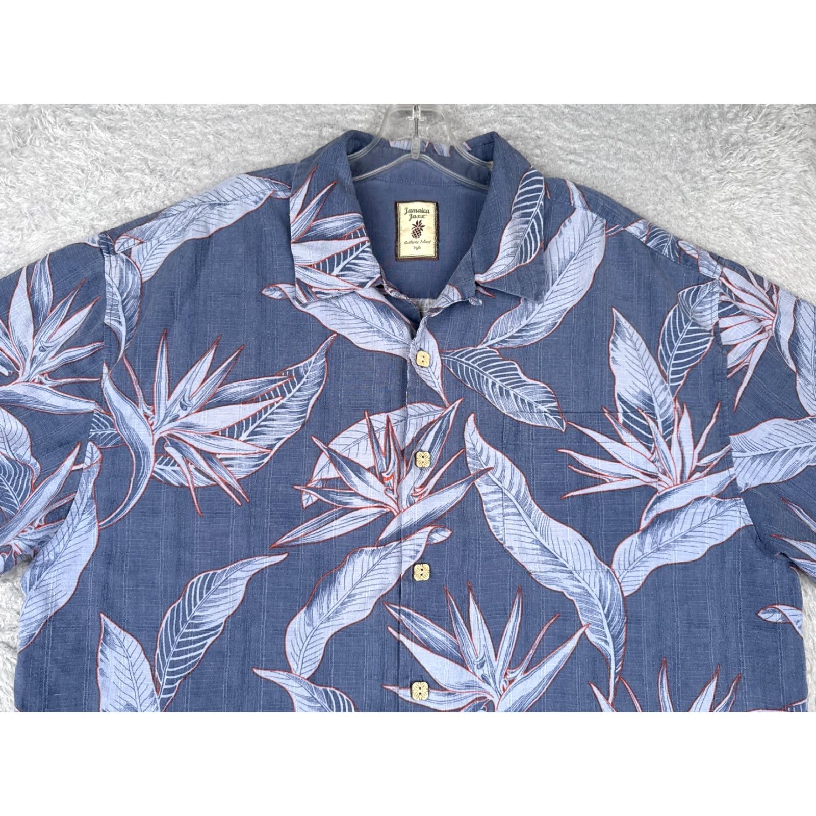 Paradise Jamaica Jaxx Shirt Men XL Blue Floral Silk Hawaiian Beach Designer Button-Up Short Sleeve Size US XL / EU 56 / 4 - 4 Thumbnail