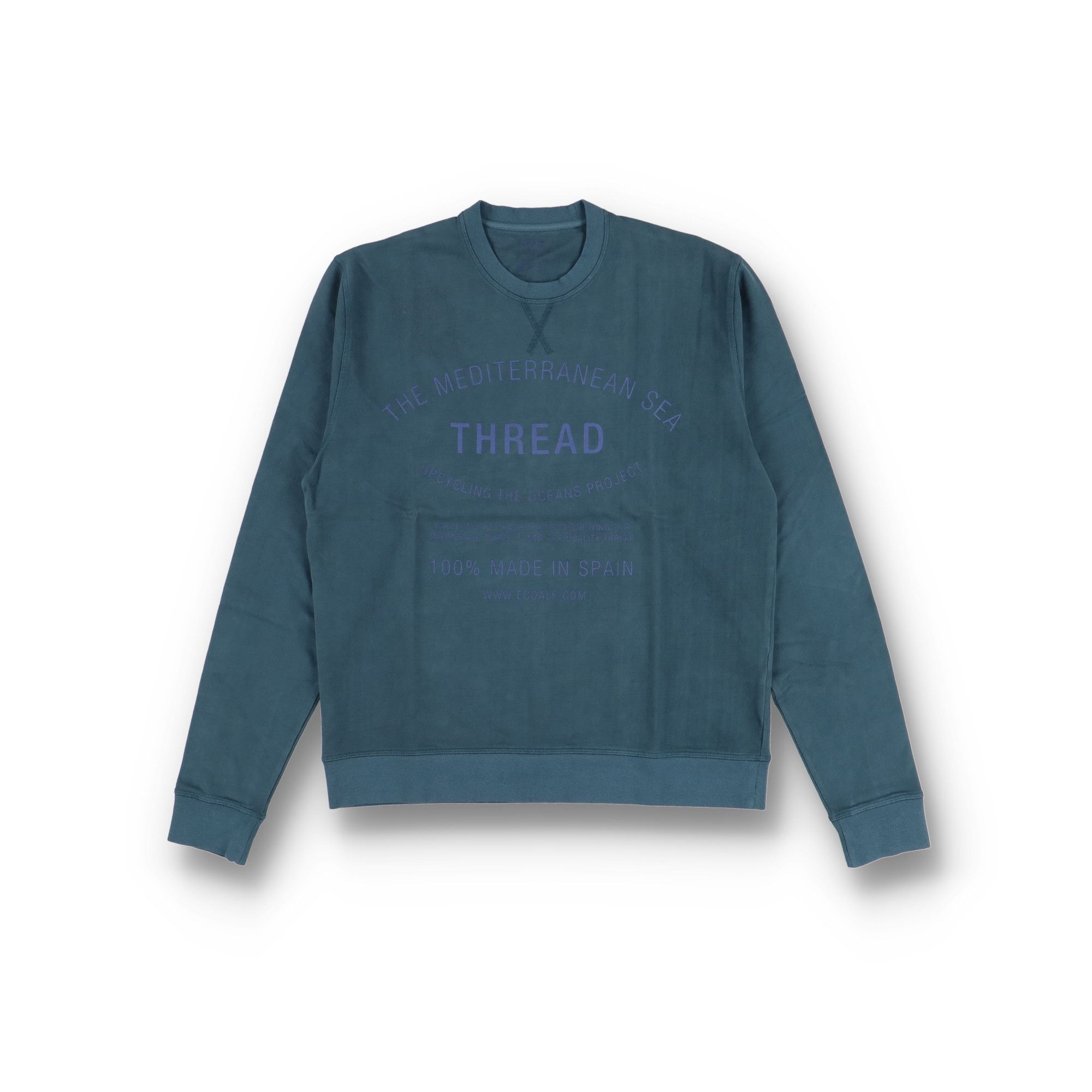 ECOALF Blue Slogan Logo Recycled Cotton Sweatshirt Size US M / EU 48-50 / 2 - 1 Thumbnail