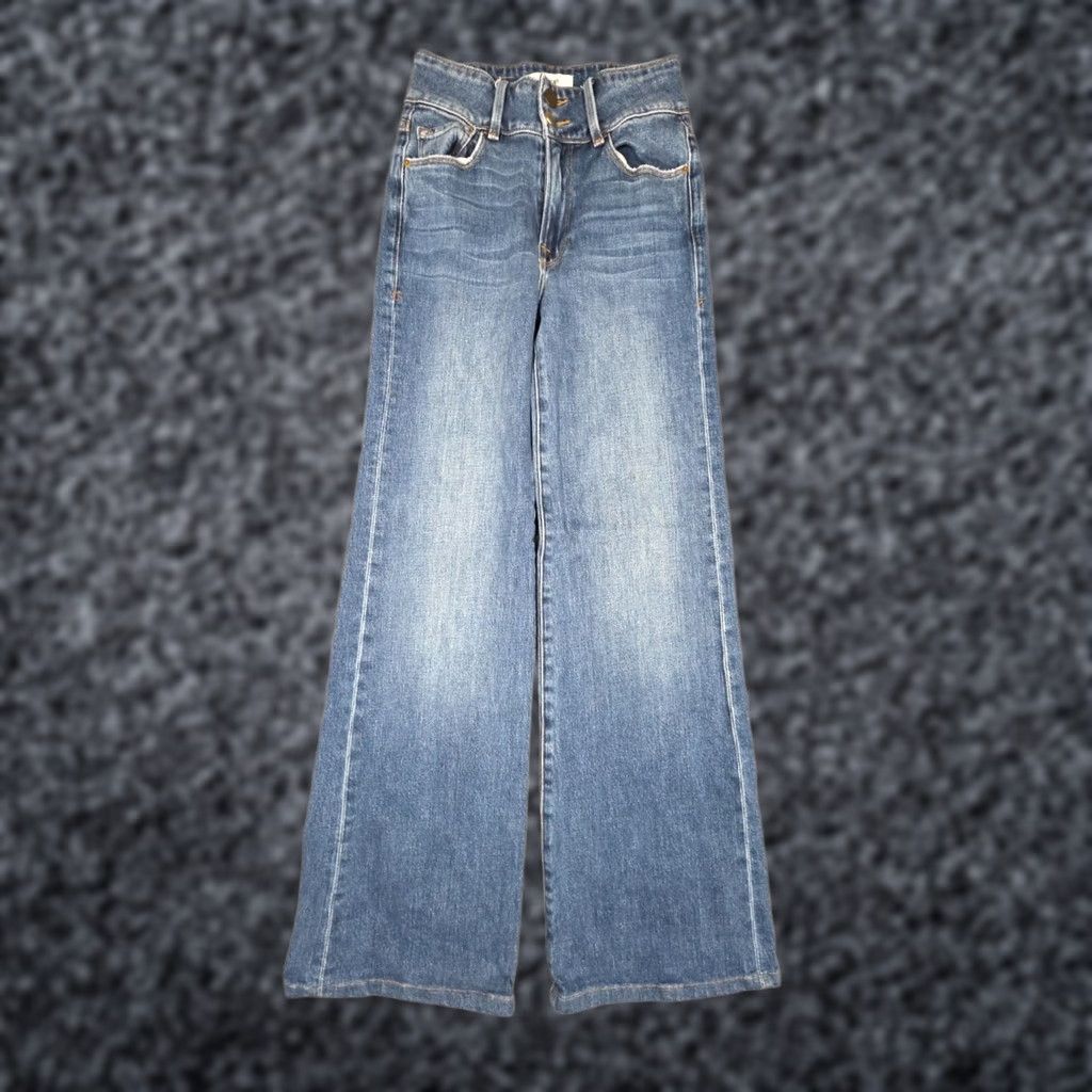 Frame GOOP x FRAME High-Rise Flare Jeans Women's 24 Blue Wide-Leg Stretch Jeans Regular Inseam 29"} Size 40" / US 18 - 1 Thumbnail