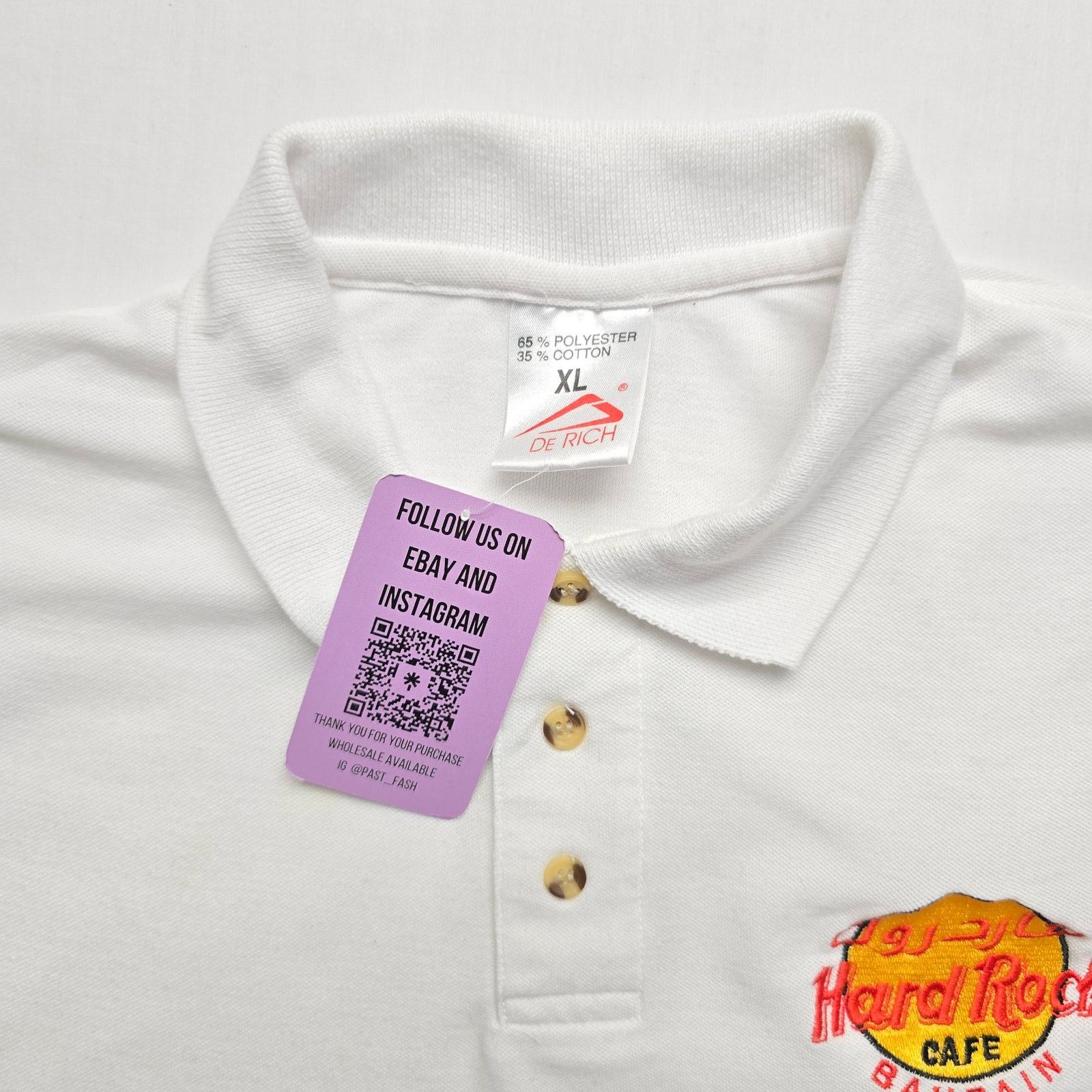 Vintage Hard Rock Cafe Polo Hoora Manama Bahrain White XL Shirt Size US XL / EU 56 / 4 - 3 Thumbnail