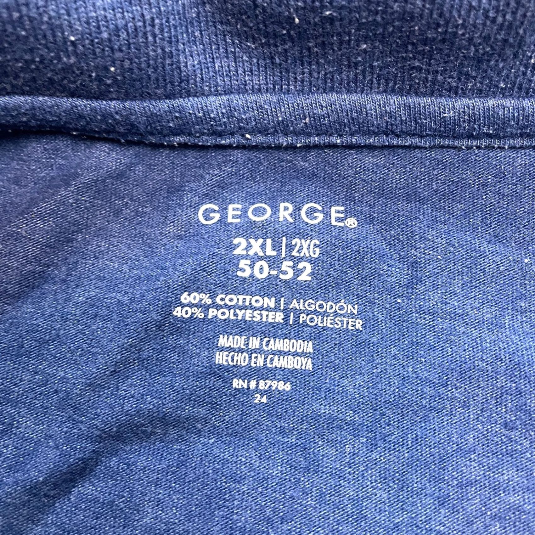 George George Polo Shirt Mens 2XL 2XL Blue Check Short Sleeve Polo Cotton Golf Rugby Casual Shirt Mens Size US XXL / EU 58 / 5 - 2 Thumbnail