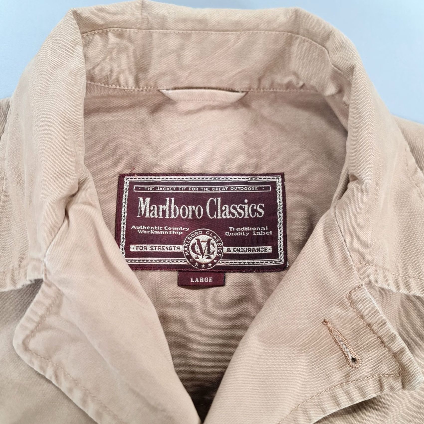 Marlboro VINTAGE Marlboro Classics Jacket Mens Beige Large Chore Field Utility Canvas Cotton Size US L / EU 52-54 / 3 - 3 Thumbnail
