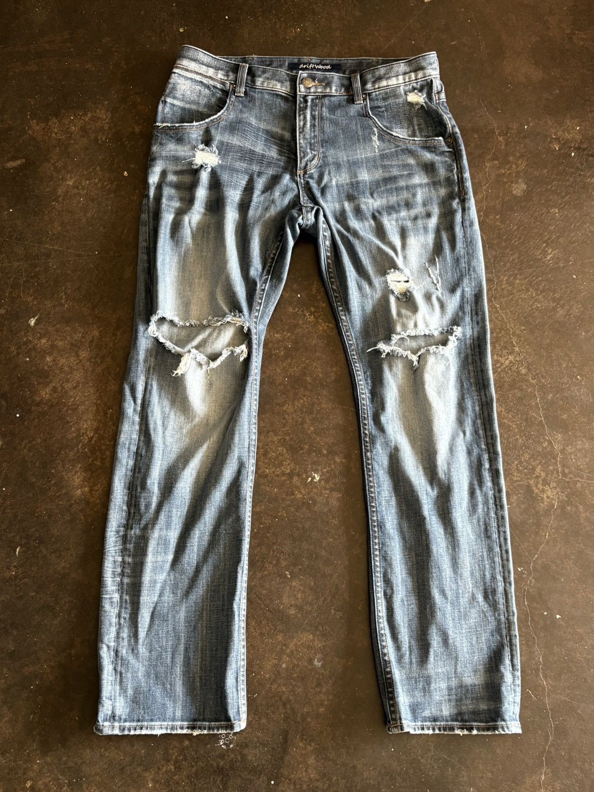 Other * Distressed Vintage Wash Denim – Slim Straight Fit Size US 33 - 1 Thumbnail