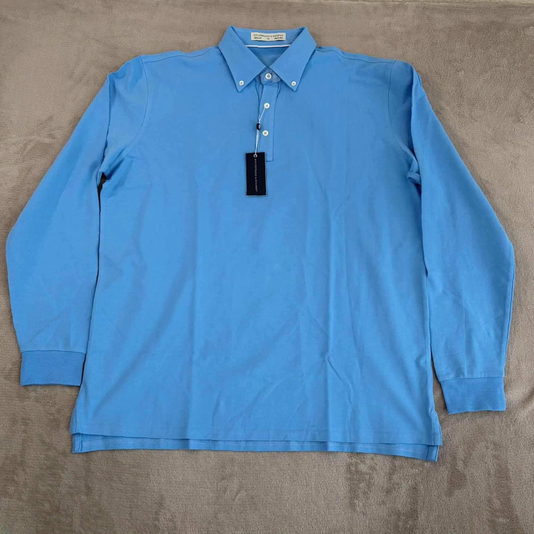 Burton Holderness & Bourne The Burton Polo Shirt Men XL Sky Blue Tailored Fit NWT Polo Size US XL / EU 56 / 4 - 4 Thumbnail