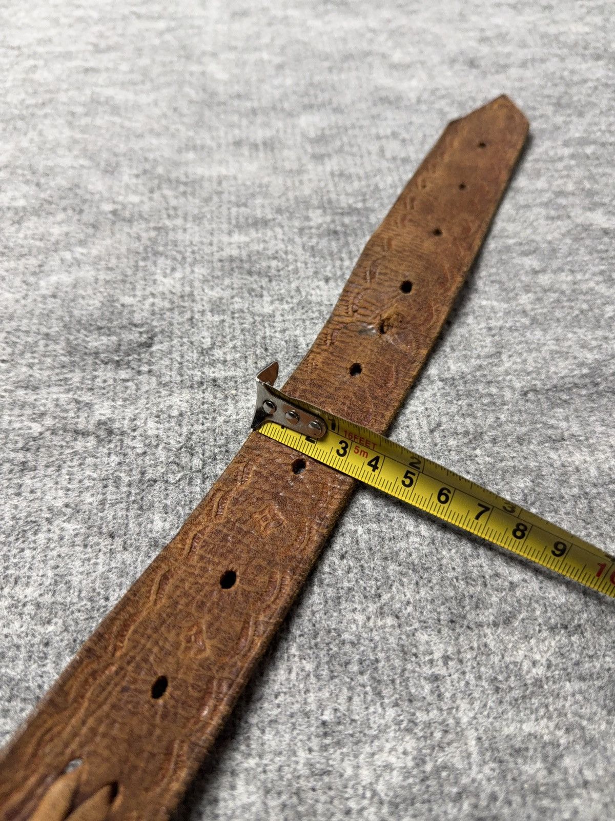 Vintage 90s Vintage Brown Tooled Leather Belt Braided Detail Western Size ONE SIZE - 17 Thumbnail