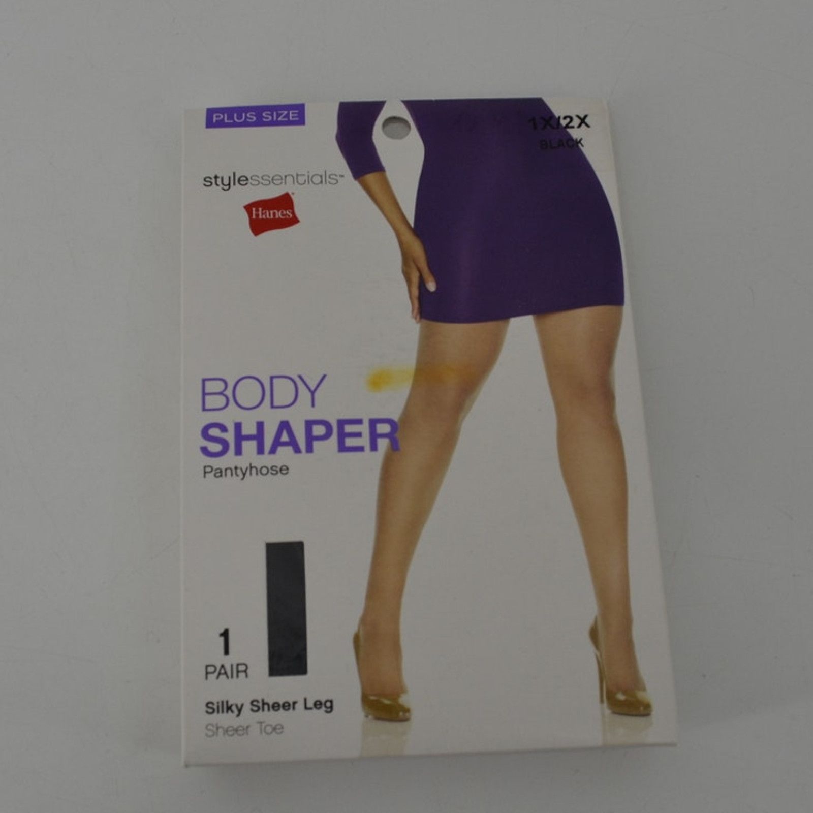 Hanes Hanes Body Shaper Pantyhose Silky Sheer Leg 1x/2x Black Plus Size ONE SIZE - 1 Thumbnail