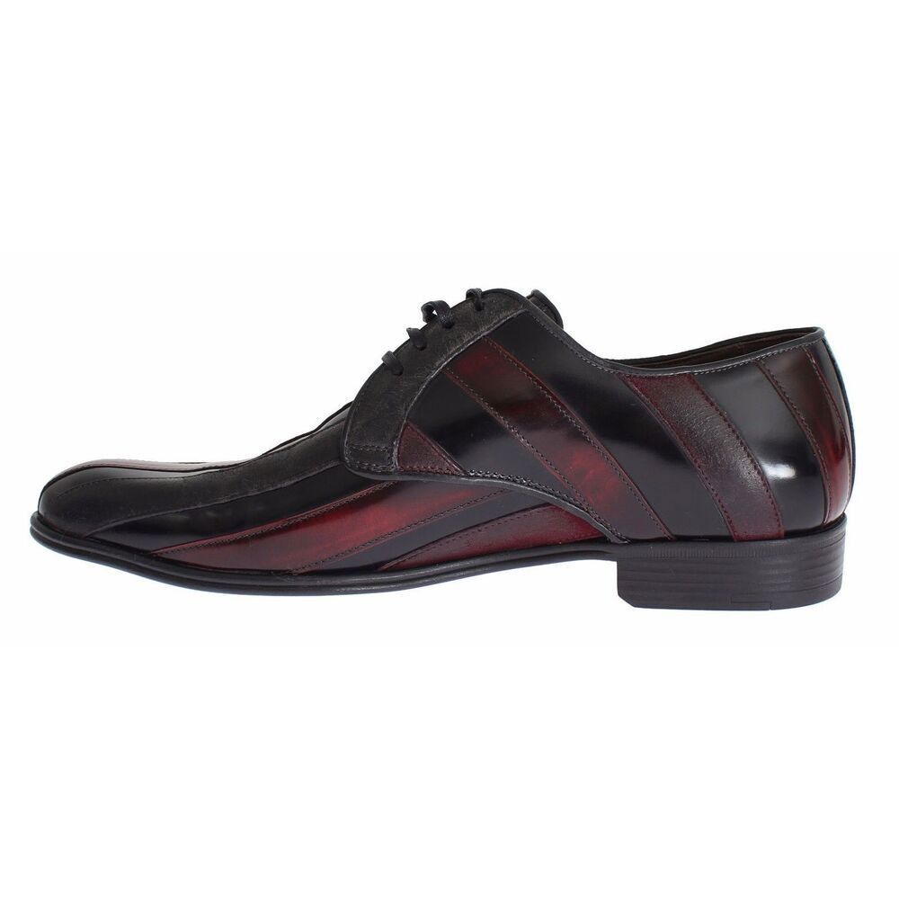 Dolce & Gabbana Dolce & Gabbana Elegant Black Bordeaux Striped Leather Dress Size US 6 / EU 39 - 7 Thumbnail